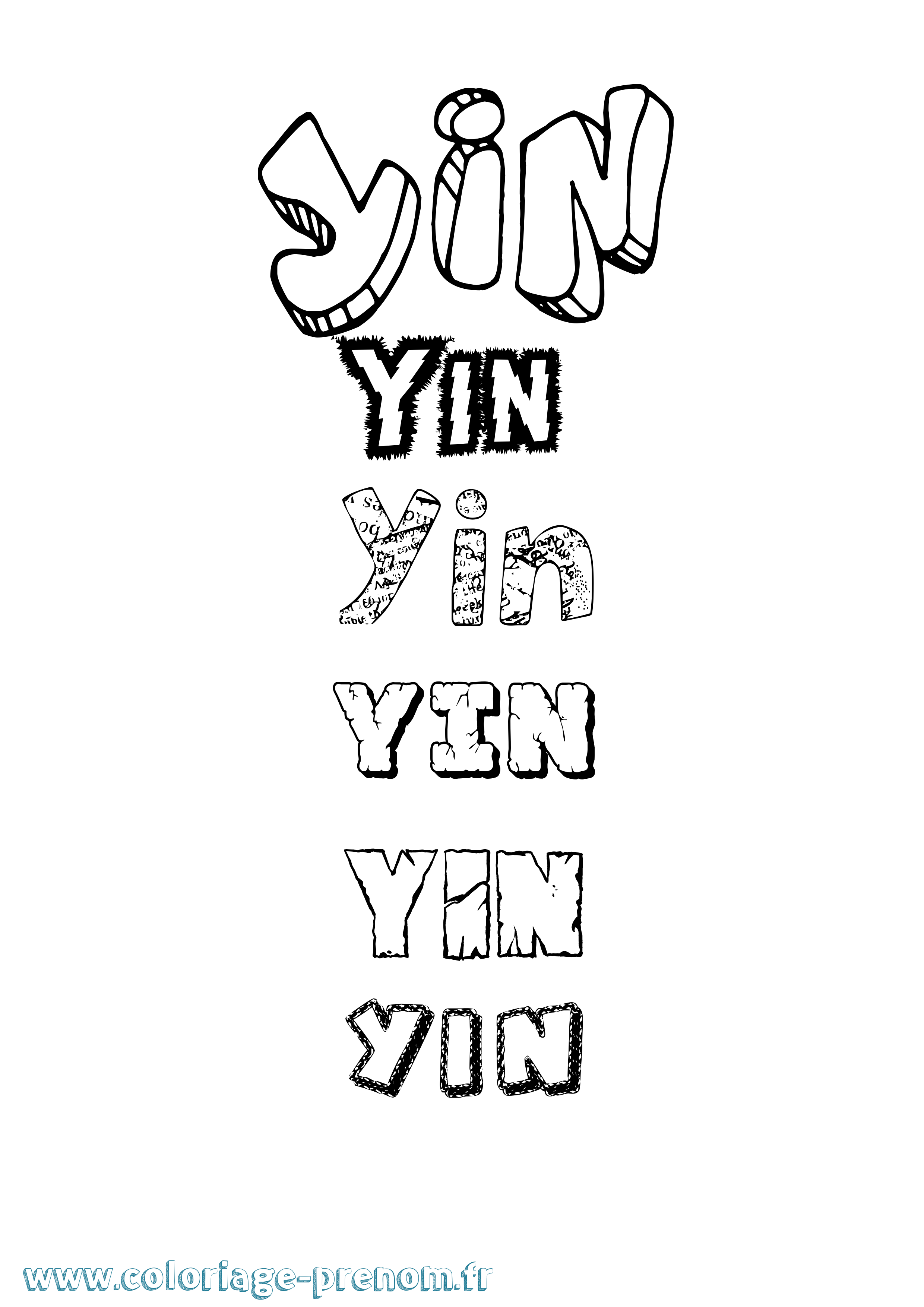 Coloriage Yin Destructuré Coloriage prénom Yin Destructuré