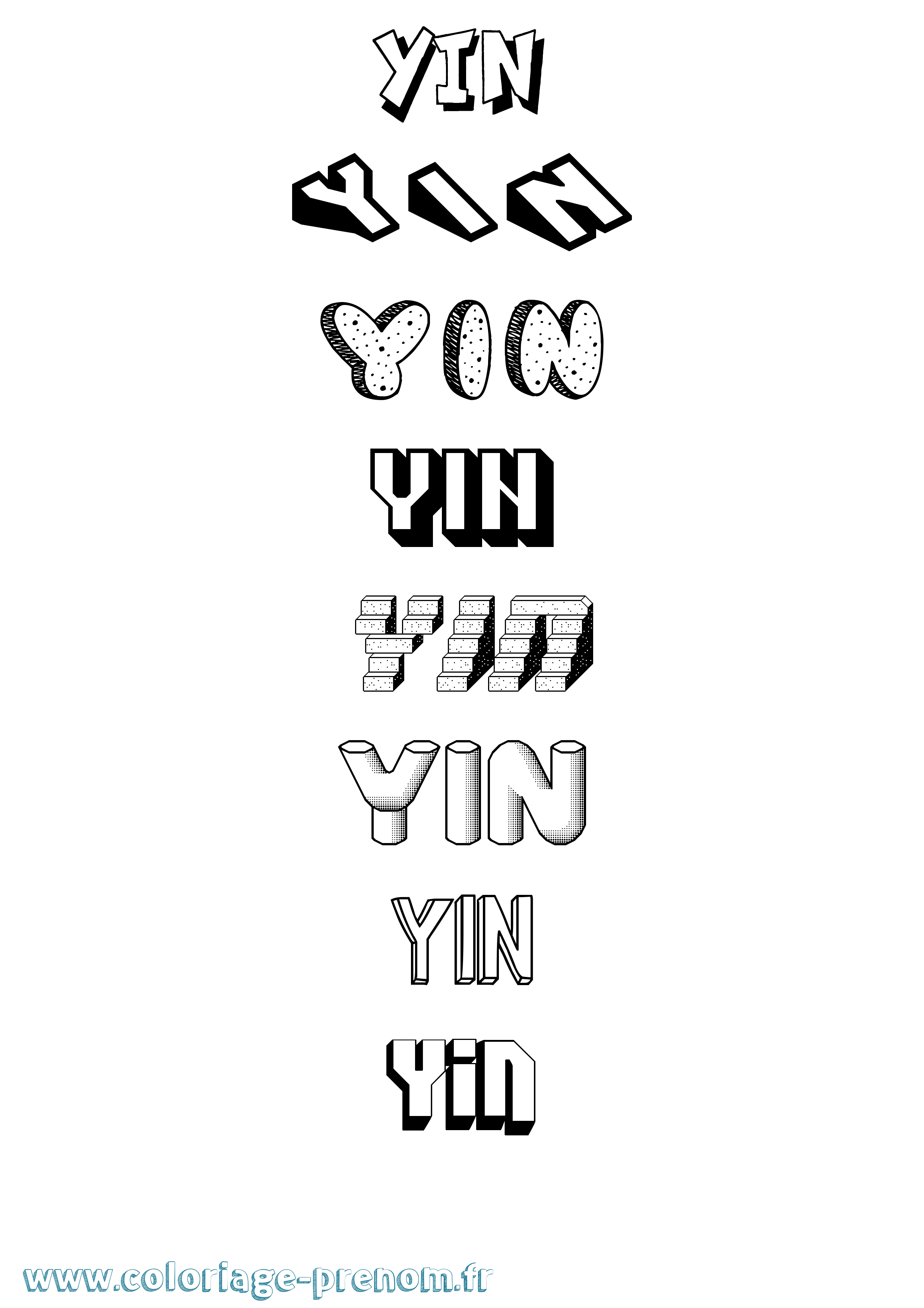 Coloriage Yin Effet 3D Coloriage prénom Yin Effet 3D