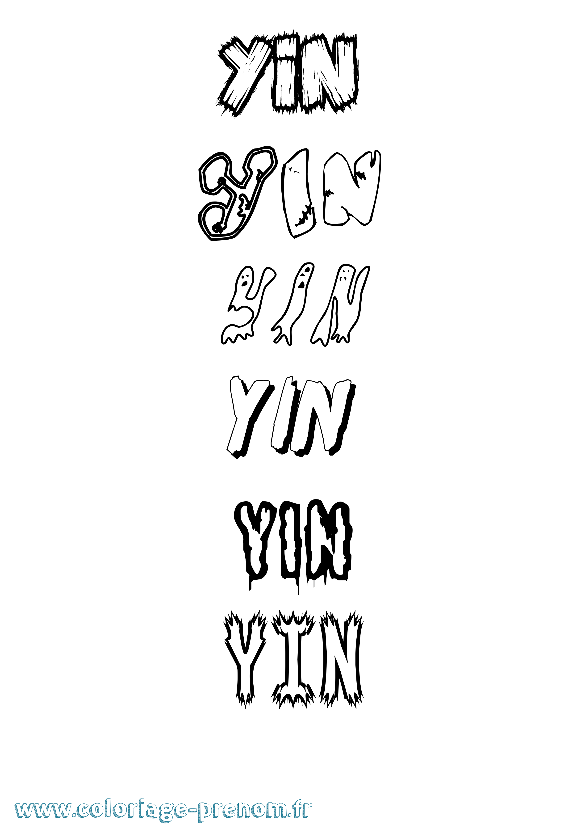 Coloriage Yin Frisson Coloriage prénom Yin Frisson
