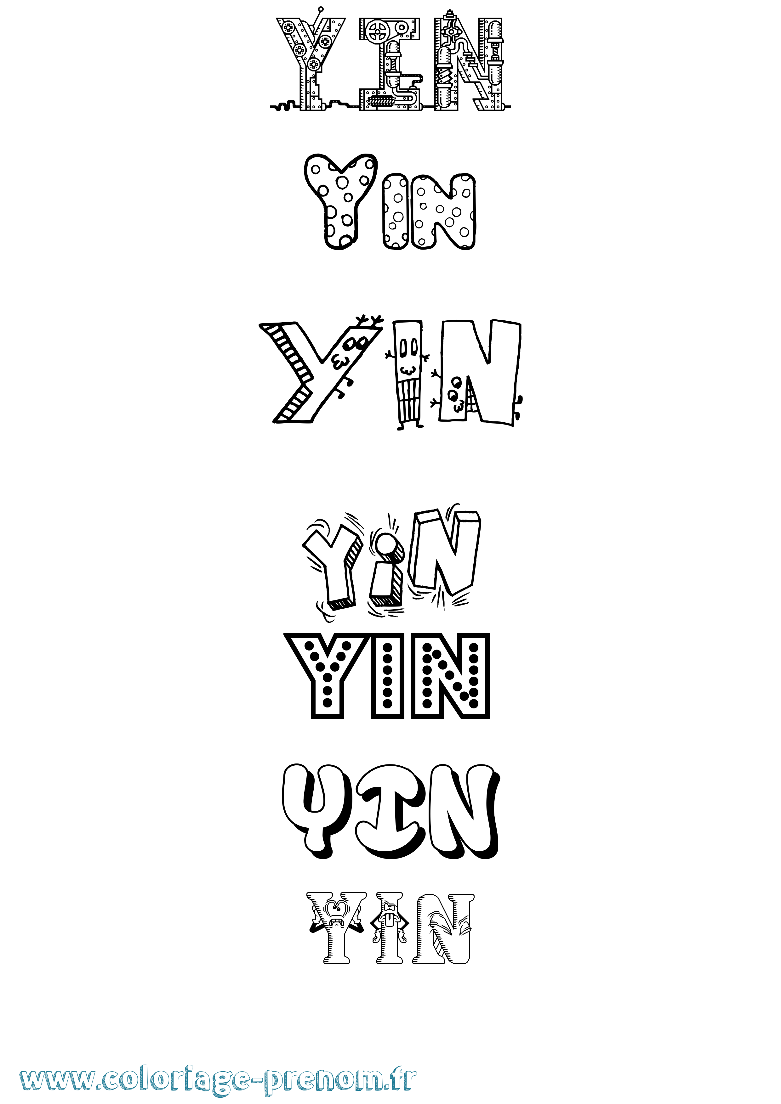 Coloriage Yin Fun Coloriage prénom Yin Fun