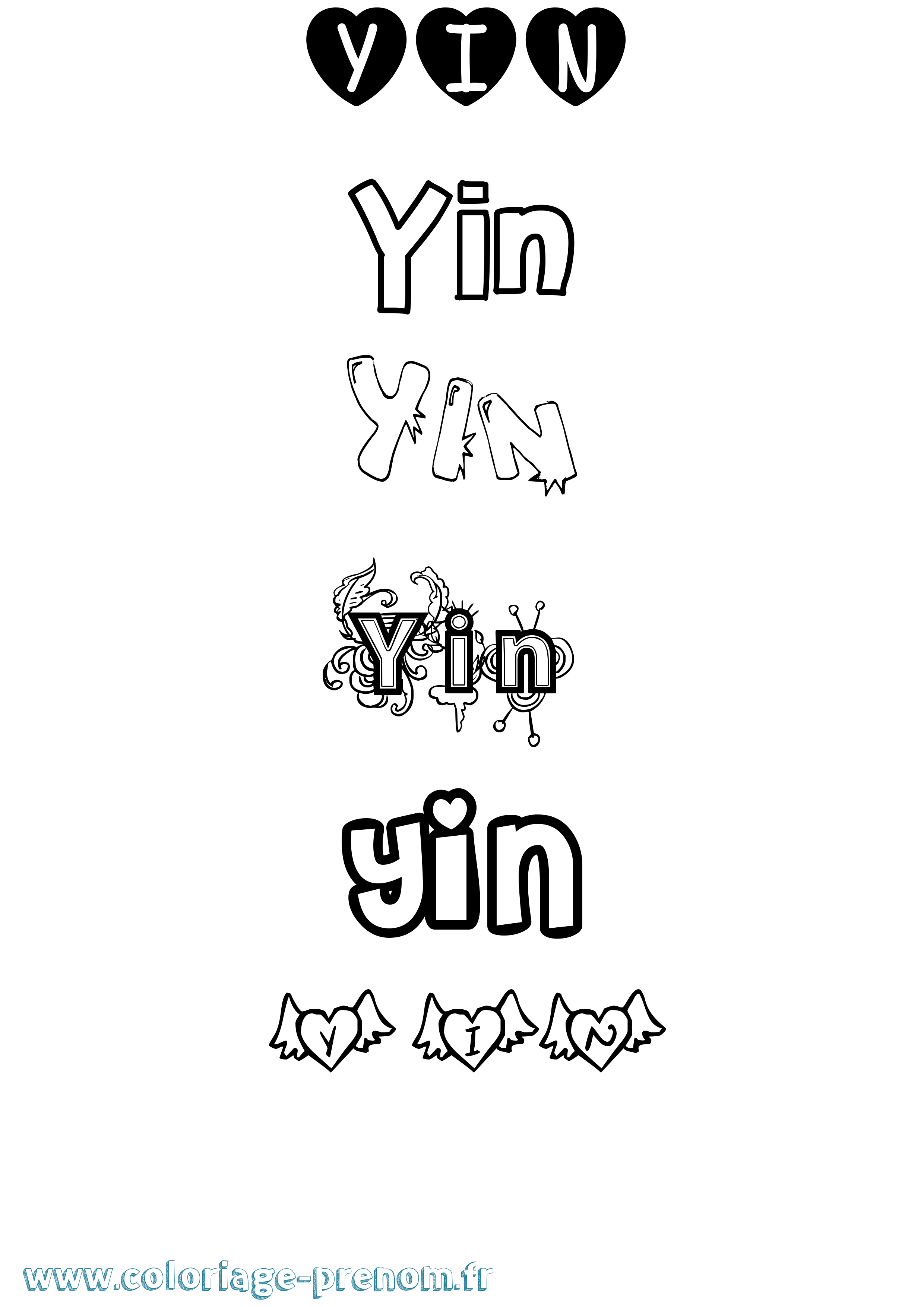 Coloriage Yin Girly Coloriage prénom Yin Girly