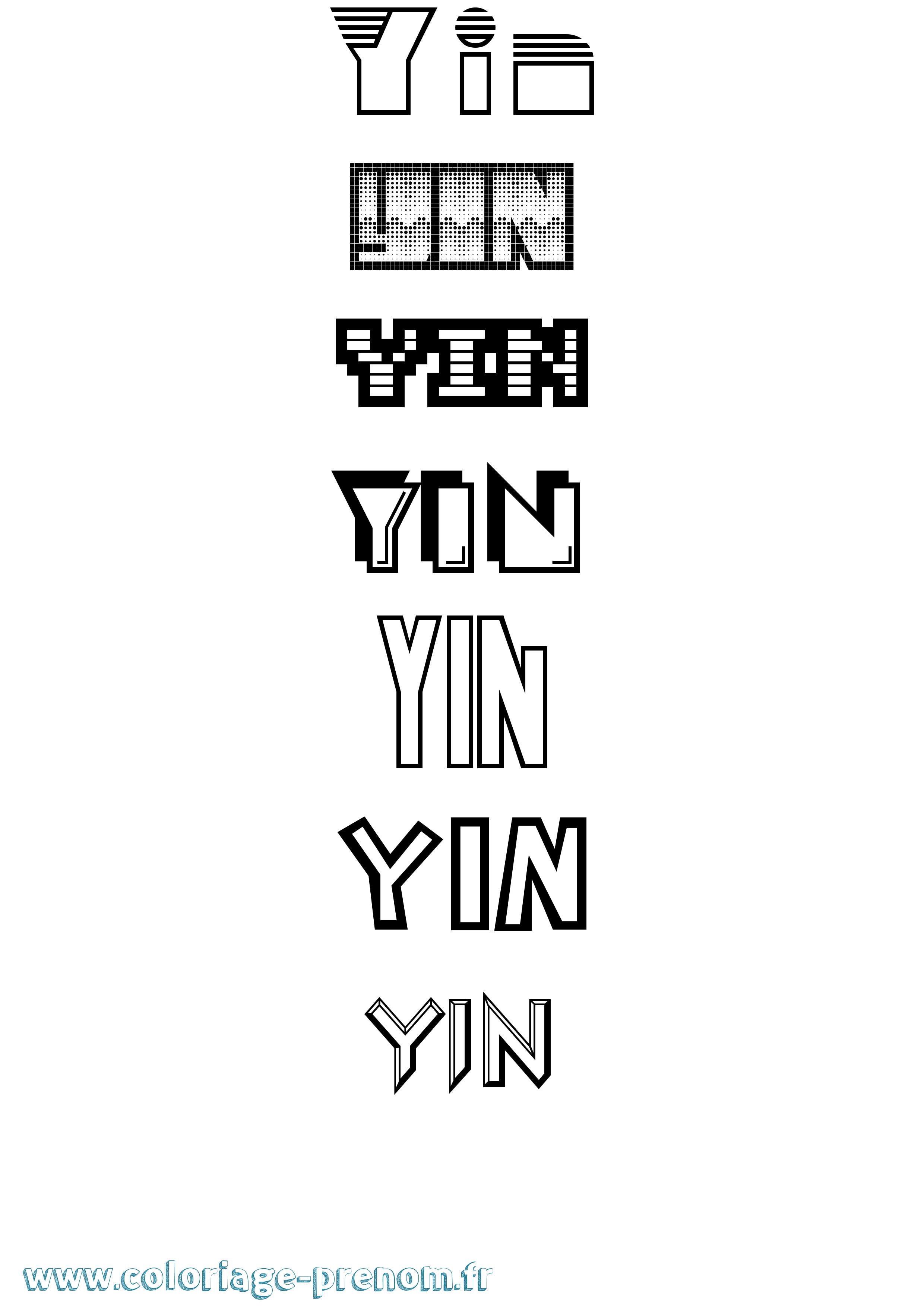 Coloriage Yin Jeux Vidéos Coloriage prénom Yin Jeux Vidéos