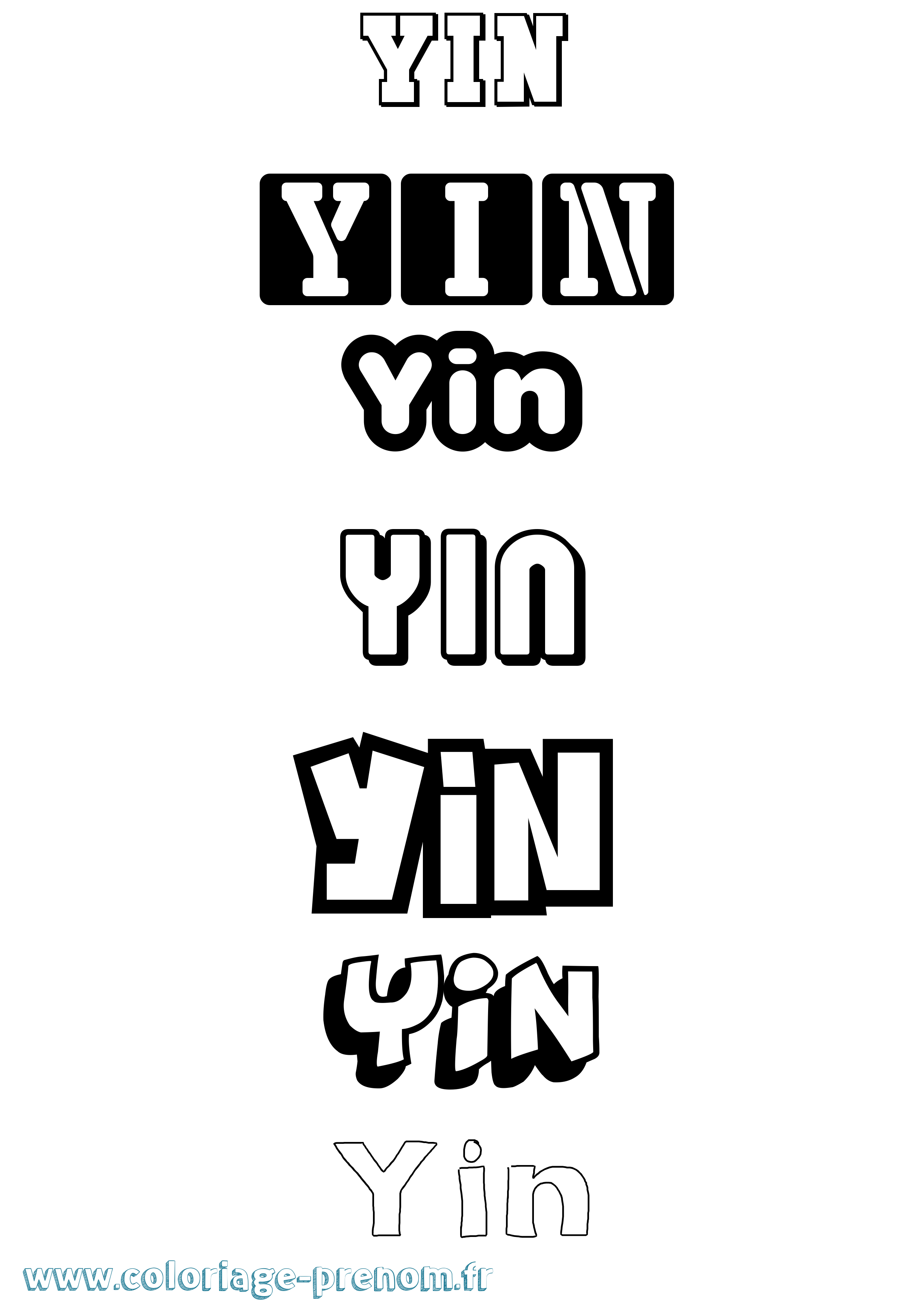 Coloriage Yin Simple Coloriage prénom Yin Simple