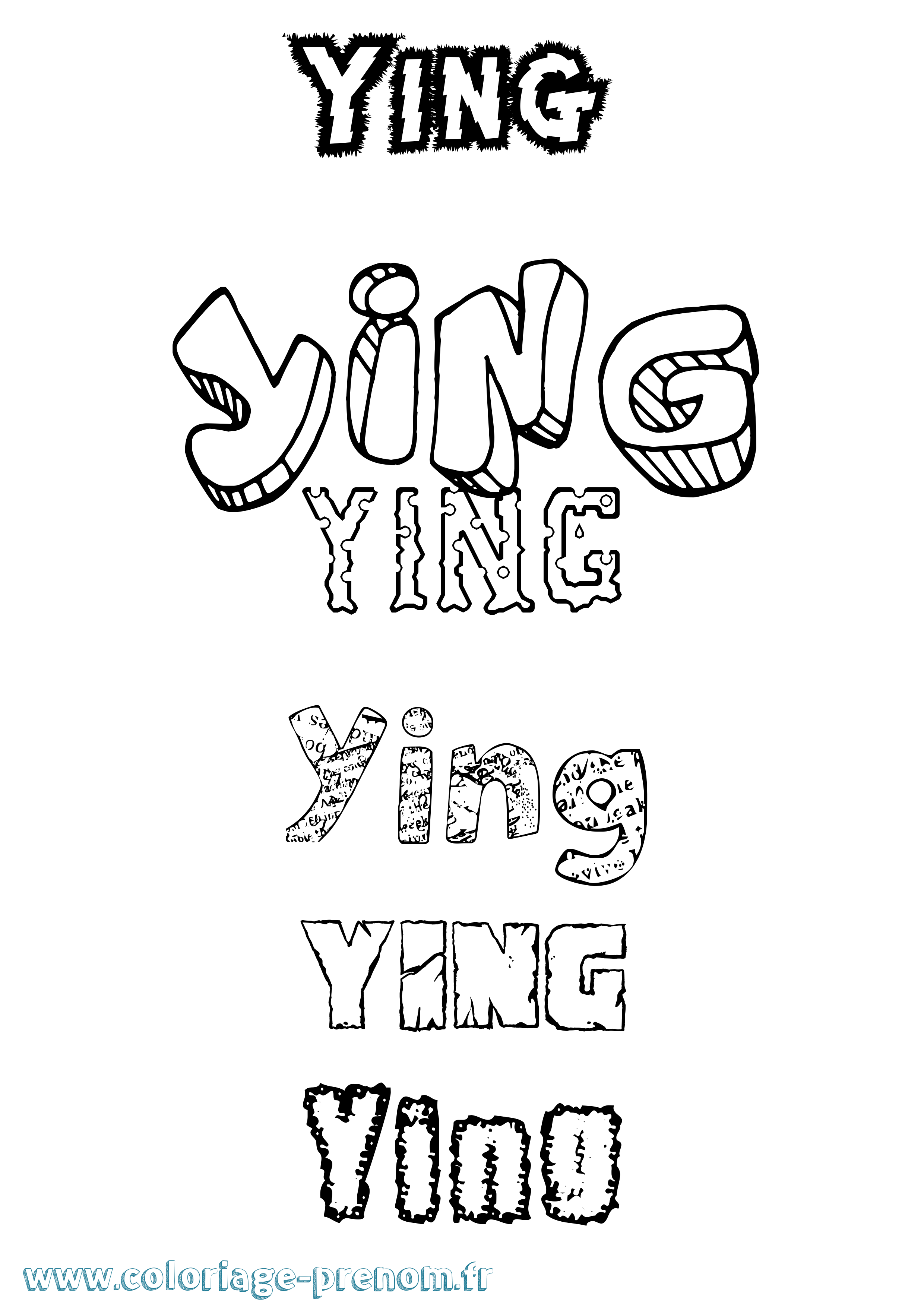 Coloriage Ying Destructuré Coloriage prénom Ying Destructuré