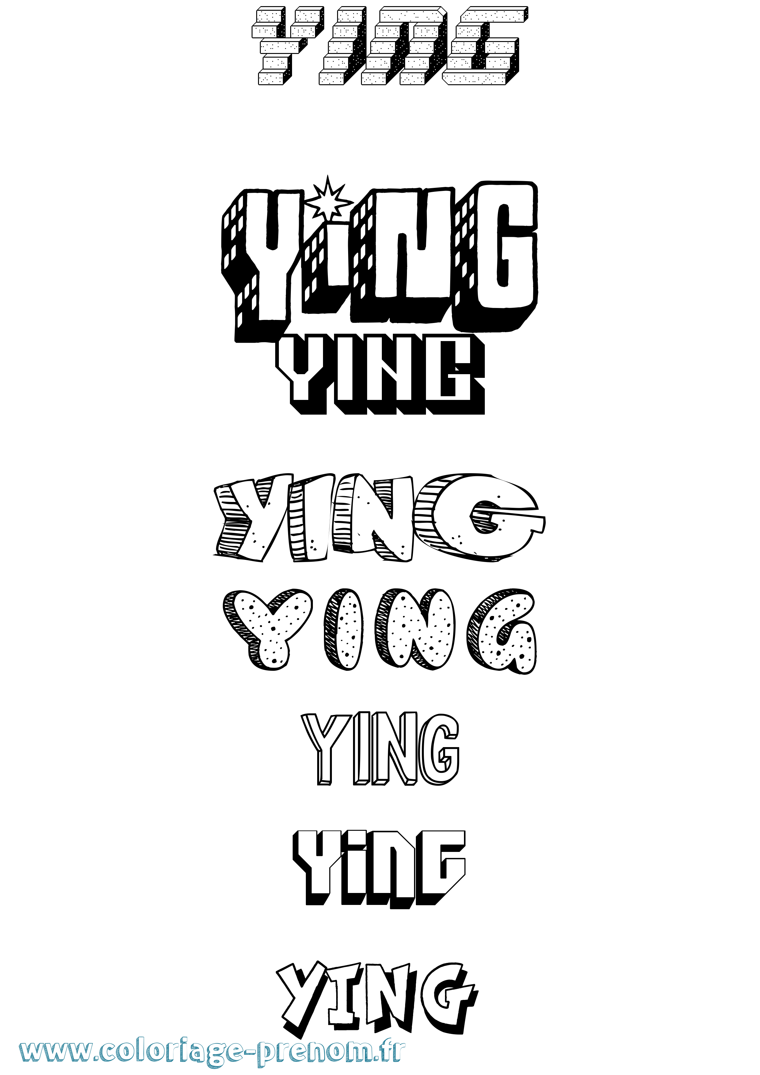 Coloriage Ying Effet 3D Coloriage prénom Ying Effet 3D