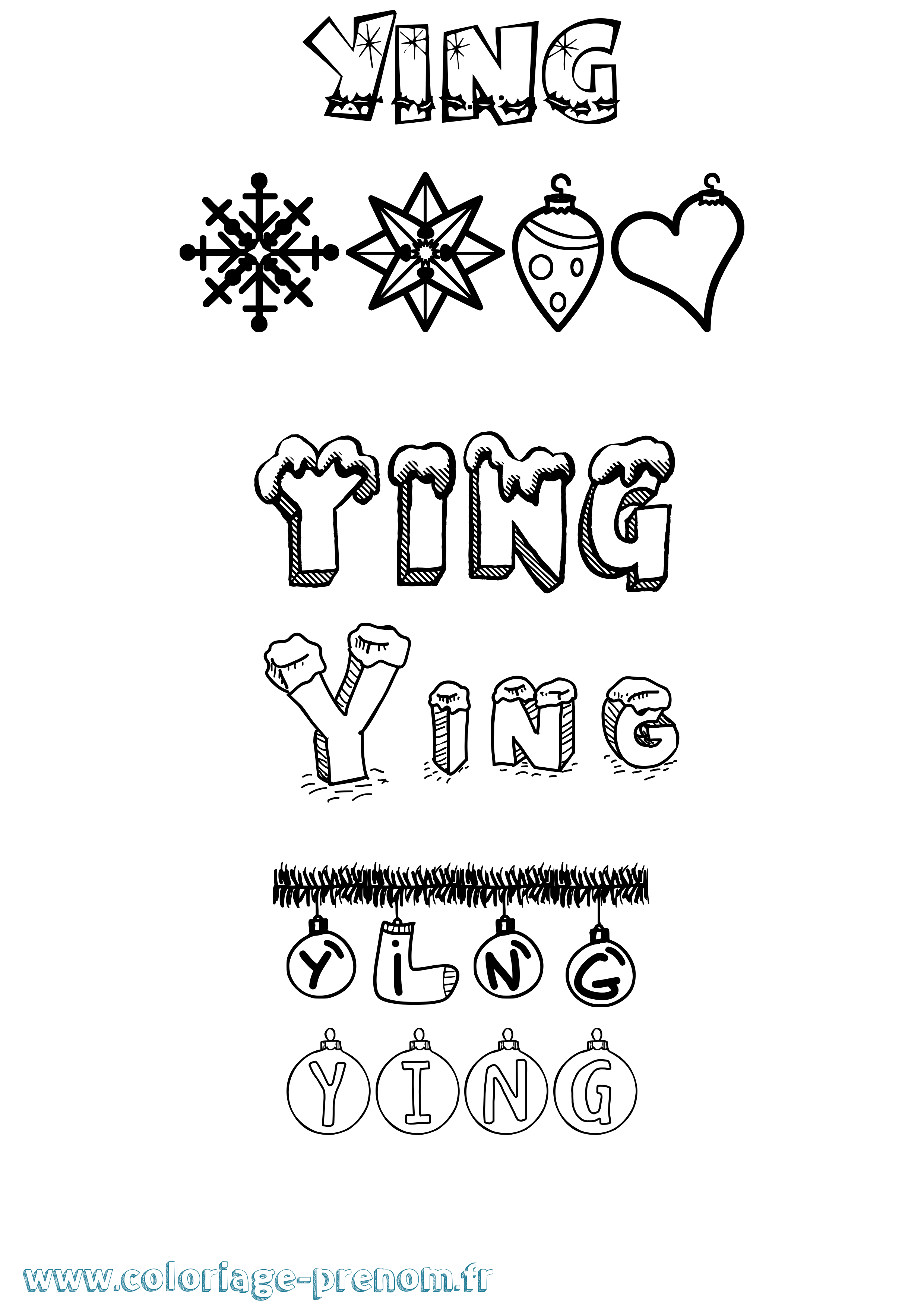 Coloriage Ying Noël Coloriage prénom Ying Noël