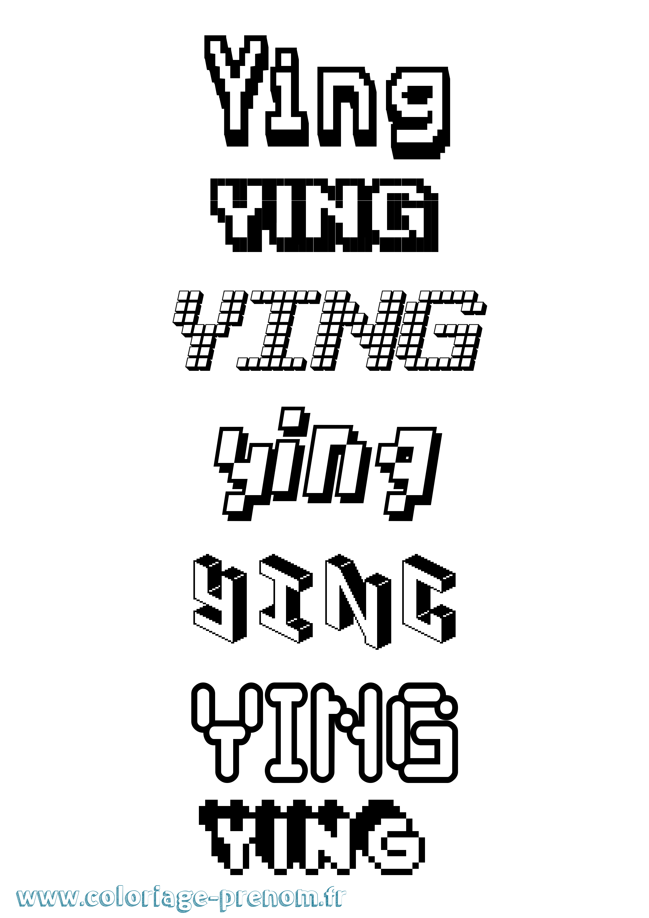 Coloriage Ying Pixel Coloriage prénom Ying Pixel