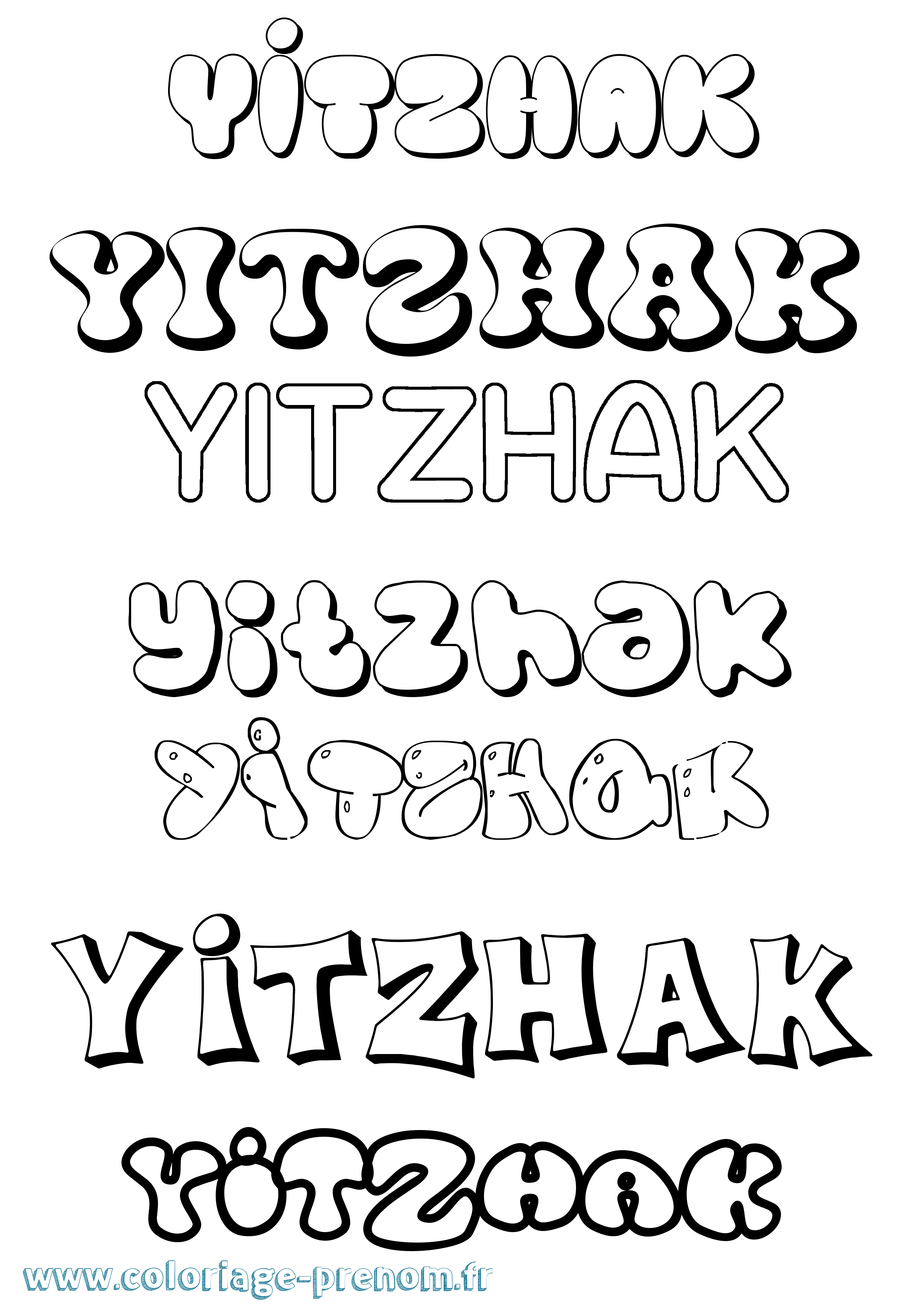 Coloriage Yitzhak Bubble Coloriage prénom Yitzhak Bubble
