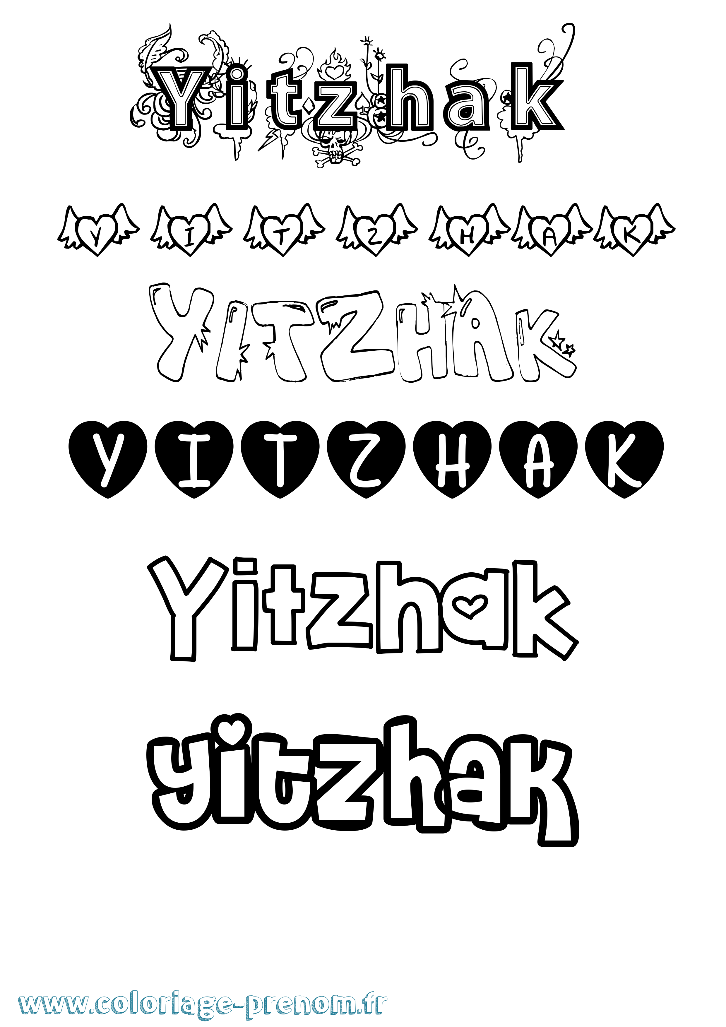 Coloriage Yitzhak Girly Coloriage prénom Yitzhak Girly