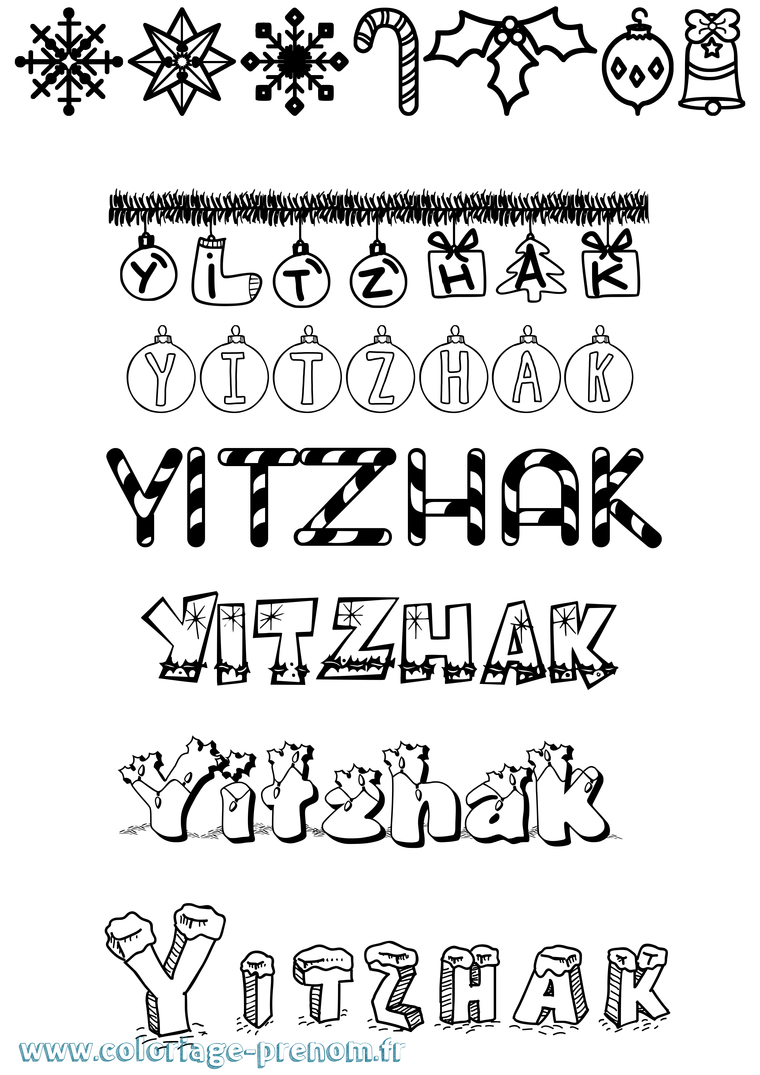 Coloriage Yitzhak Noël Coloriage prénom Yitzhak Noël