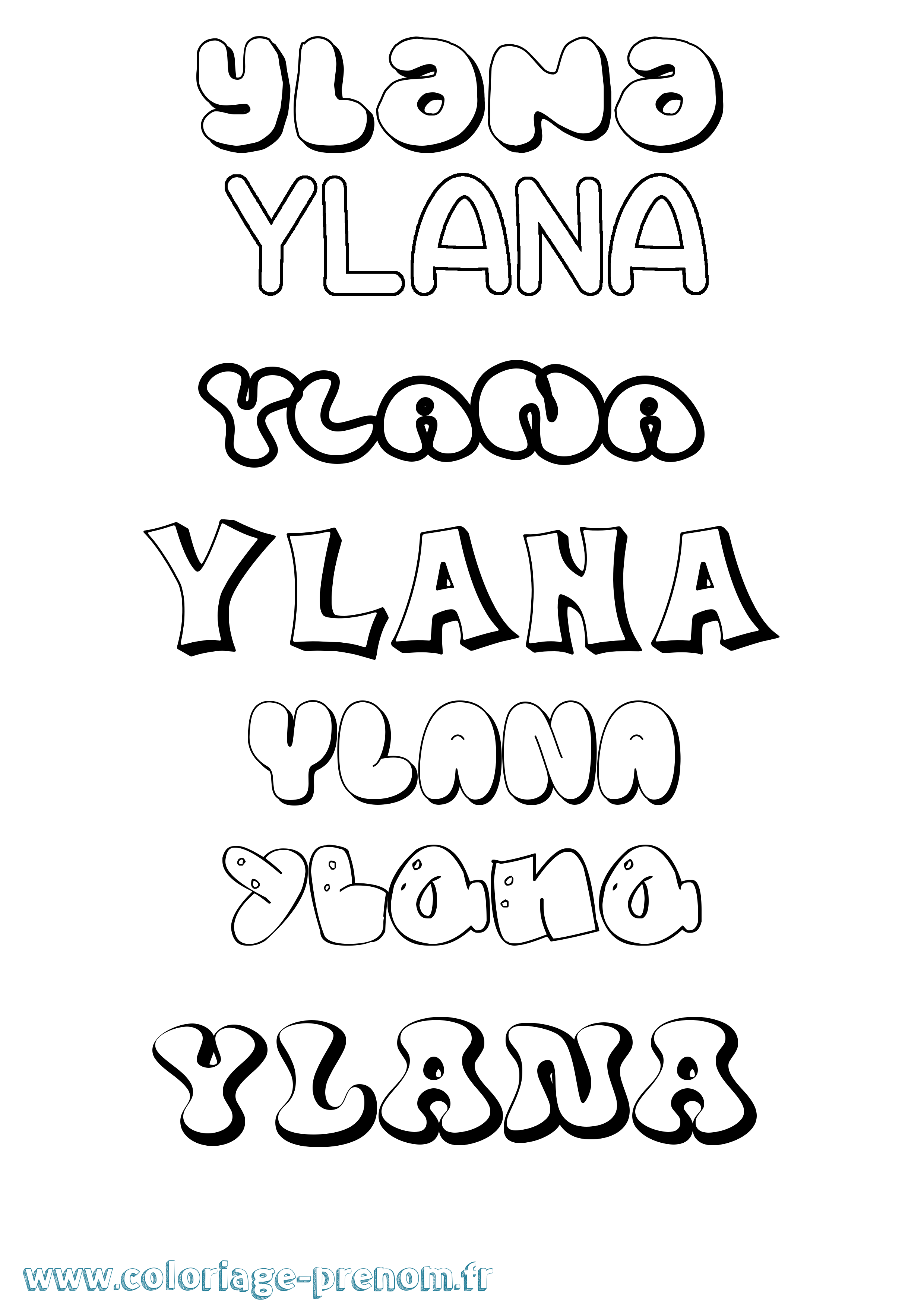 Coloriage Ylana Bubble Coloriage prénom Ylana Bubble