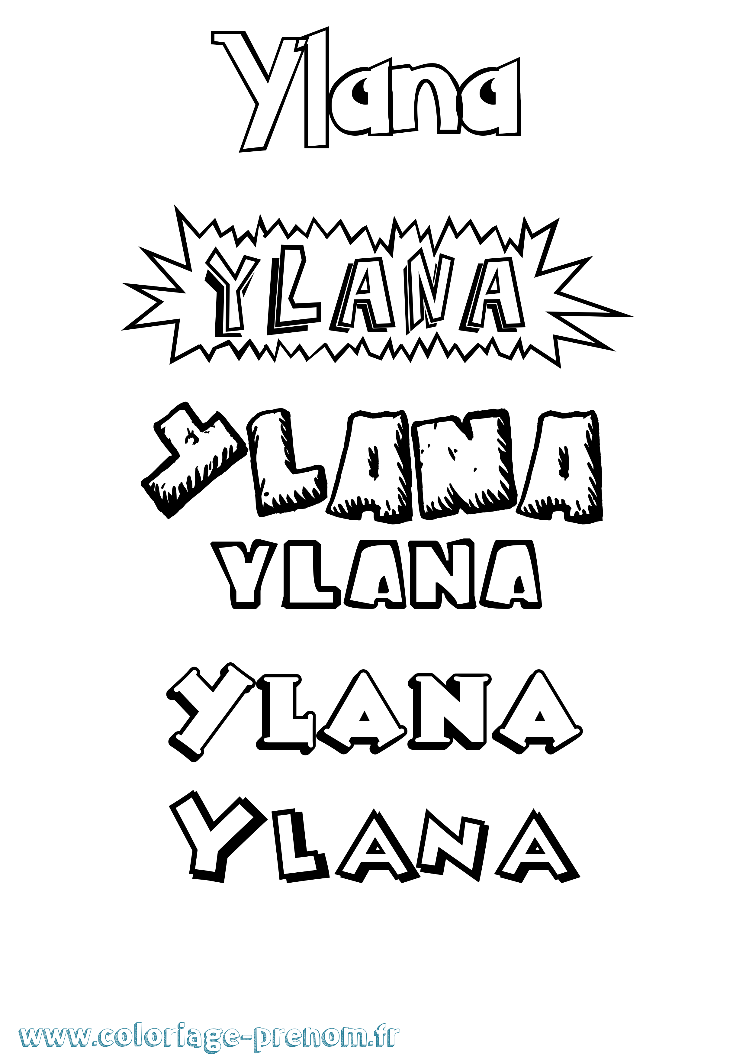 Coloriage Ylana Dessin Animé Coloriage prénom Ylana Dessin Animé