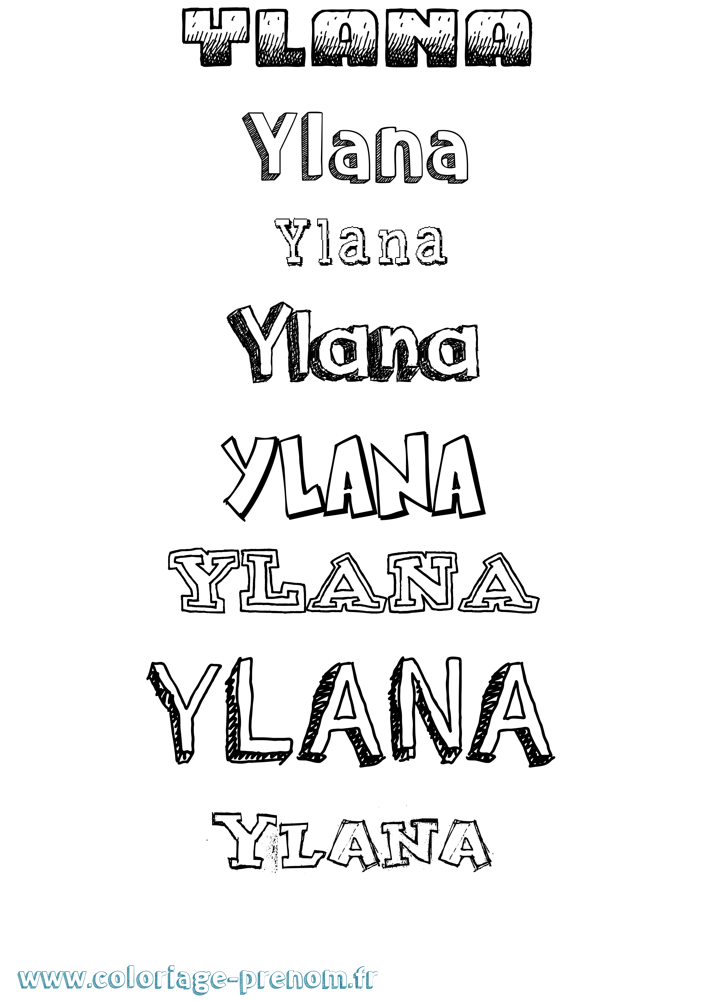 Coloriage Ylana Dessiné Coloriage prénom Ylana Dessiné