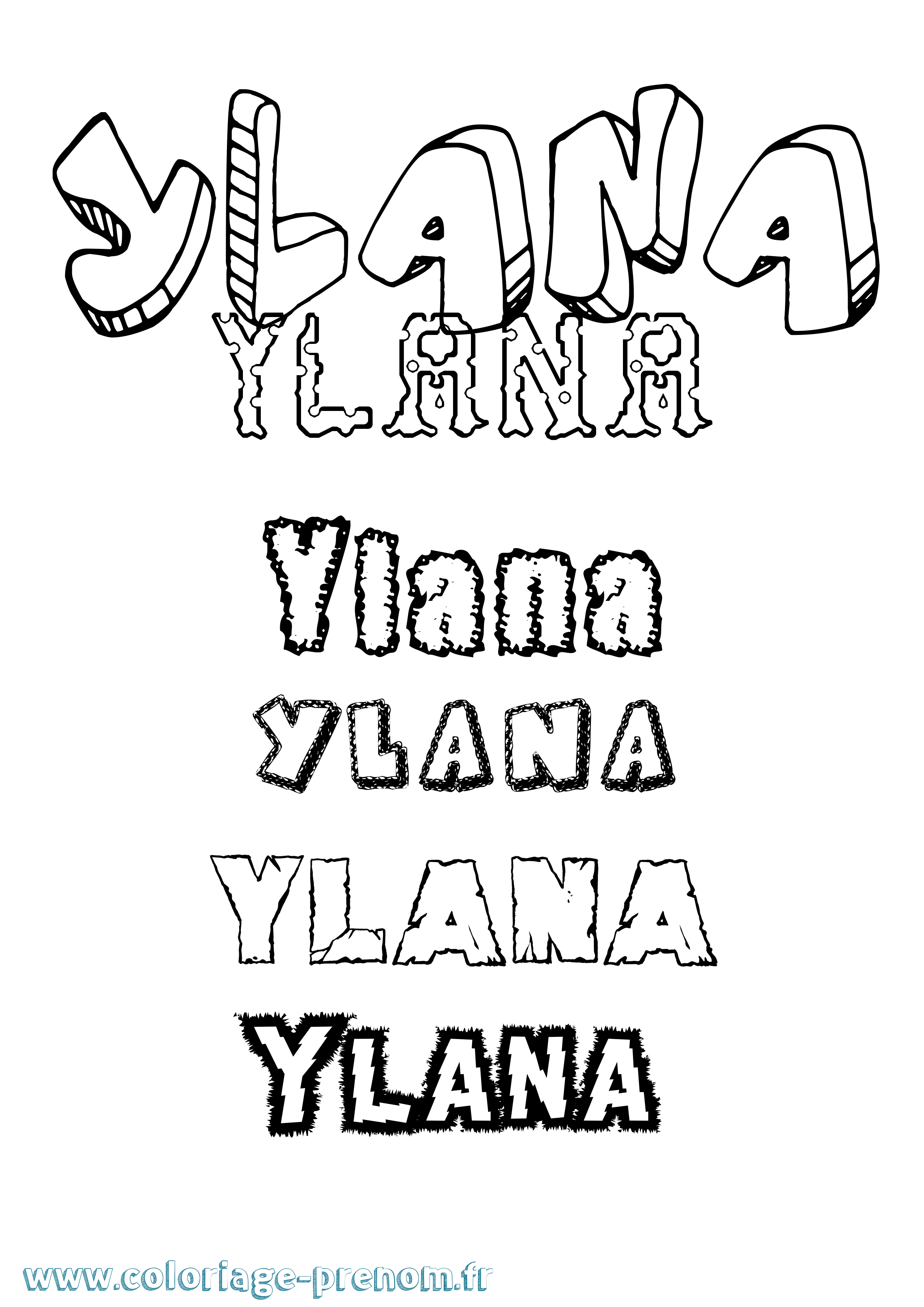 Coloriage Ylana Destructuré Coloriage prénom Ylana Destructuré
