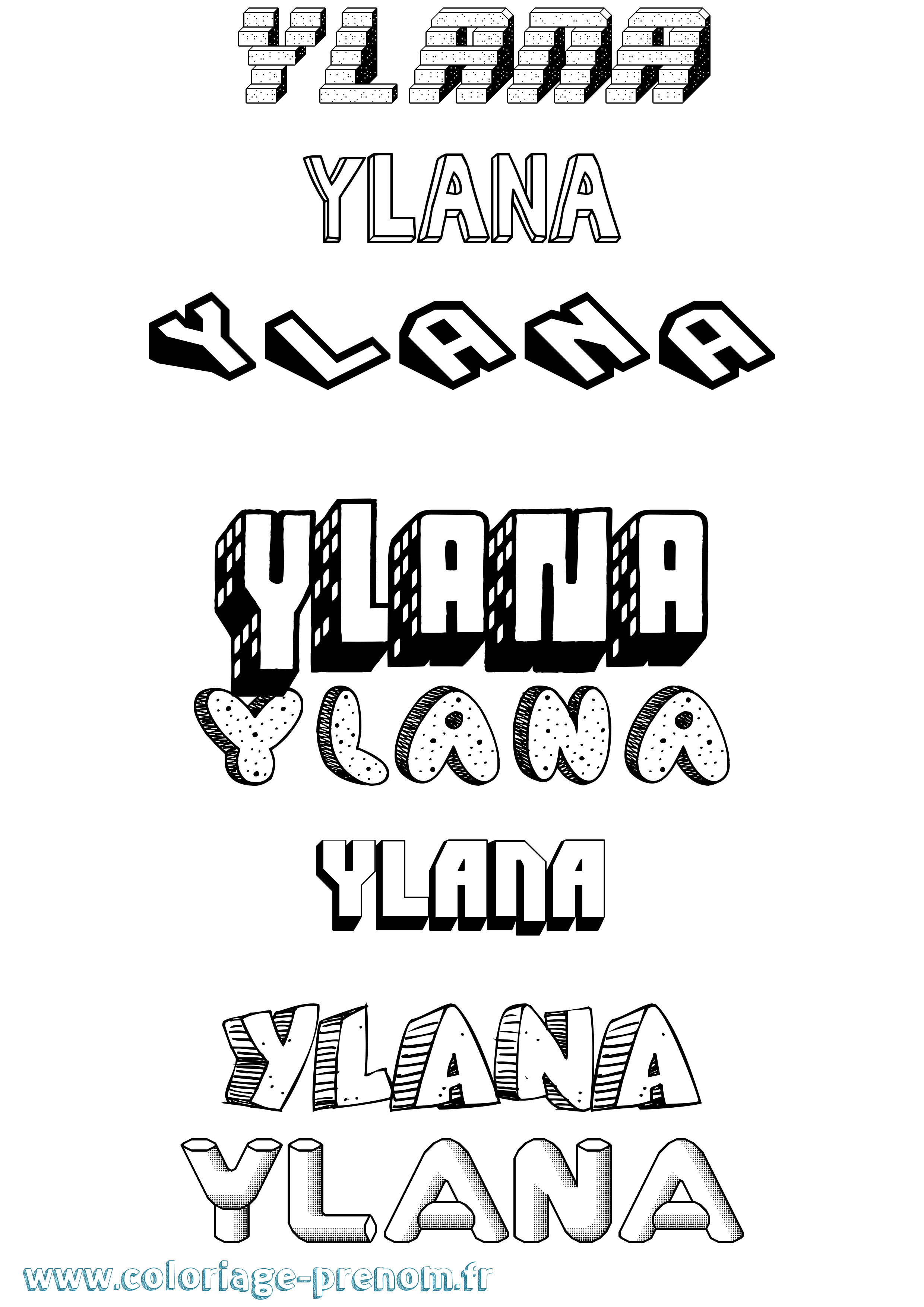 Coloriage Ylana Effet 3D Coloriage prénom Ylana Effet 3D