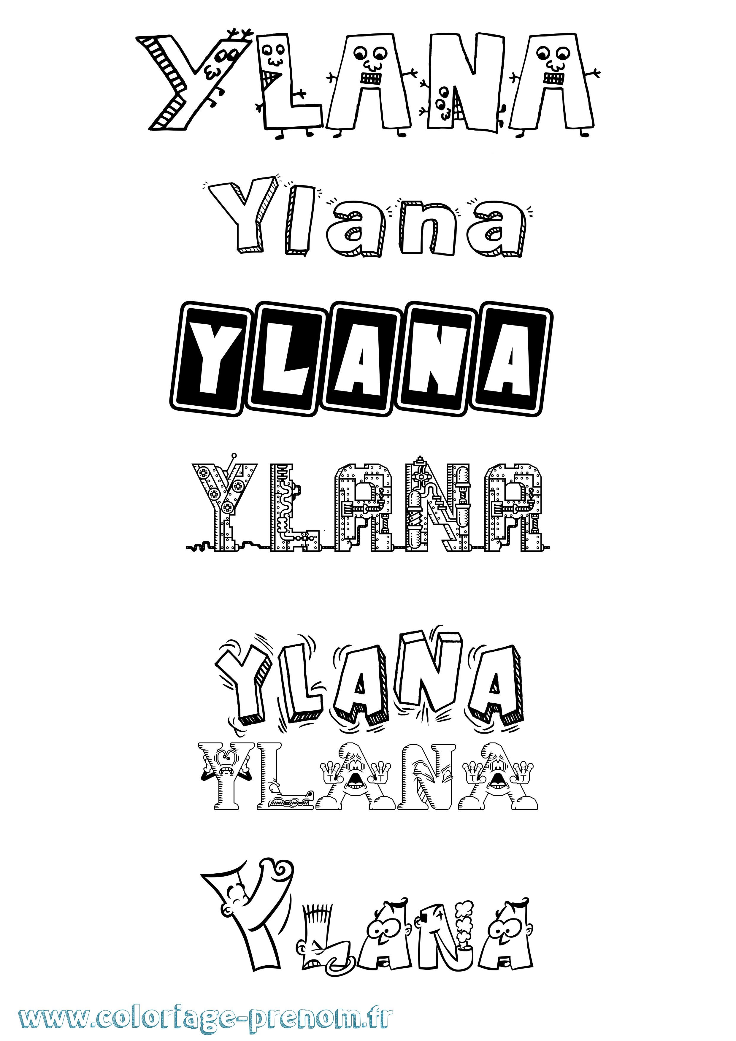 Coloriage Ylana Fun Coloriage prénom Ylana Fun