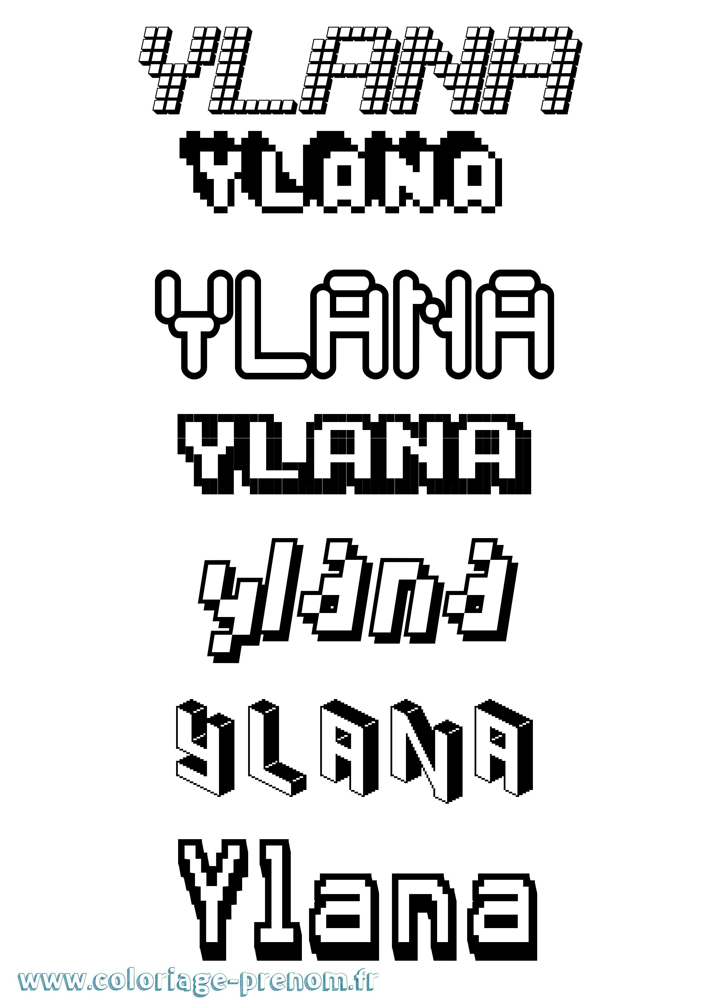 Coloriage Ylana Pixel Coloriage prénom Ylana Pixel