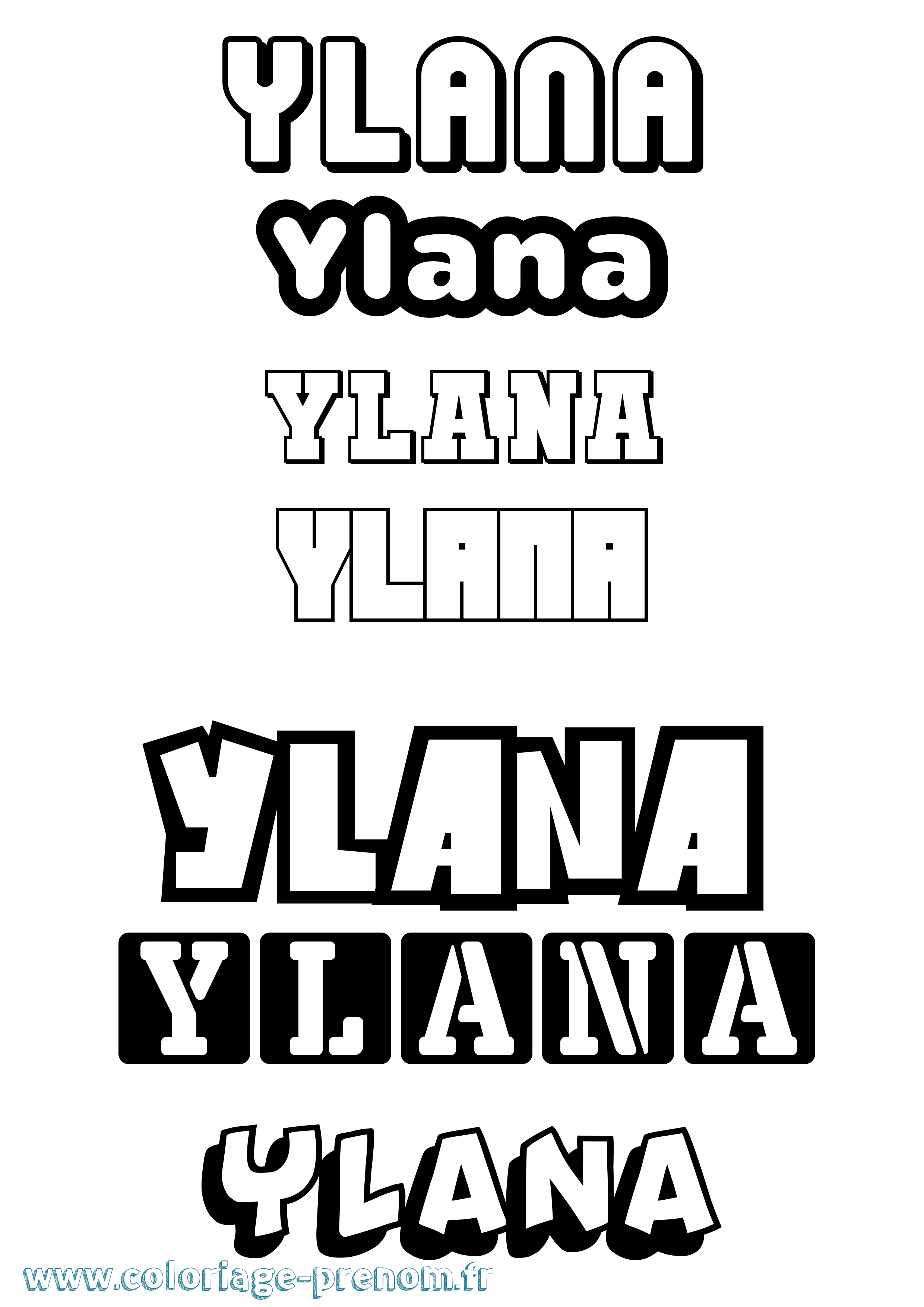 Coloriage Ylana Simple Coloriage prénom Ylana Simple