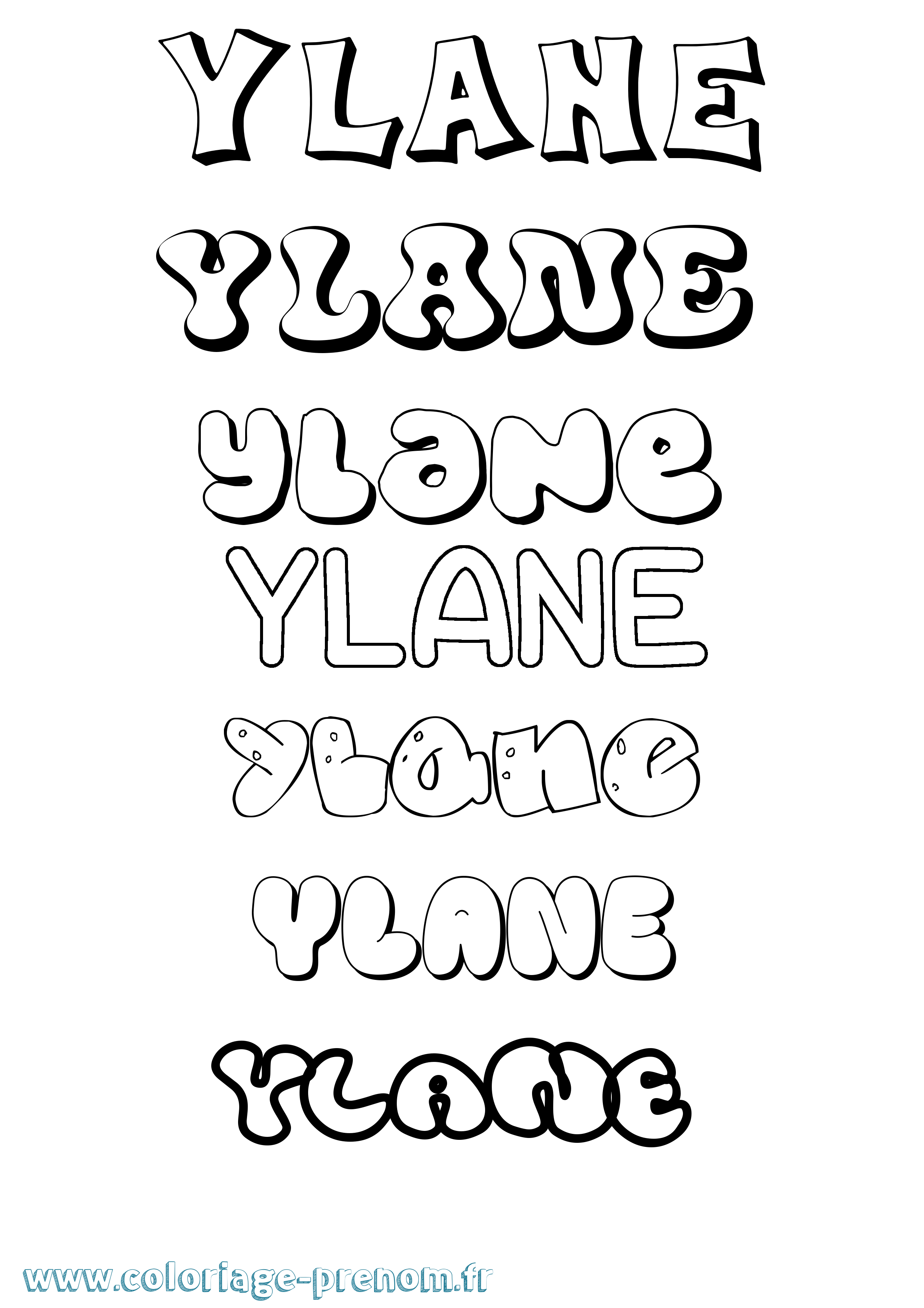 Coloriage Ylane Bubble Coloriage prénom Ylane Bubble