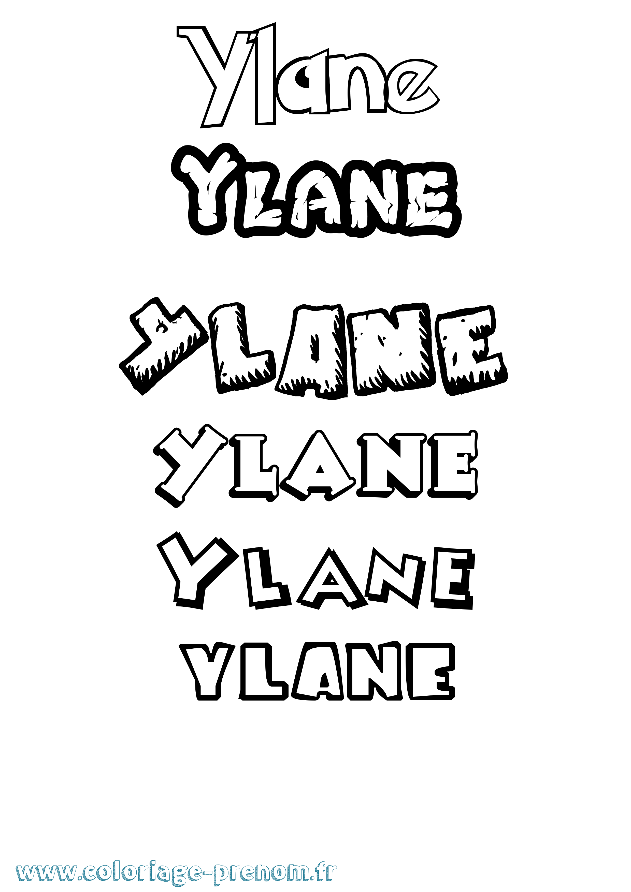 Coloriage Ylane Dessin Animé Coloriage prénom Ylane Dessin Animé