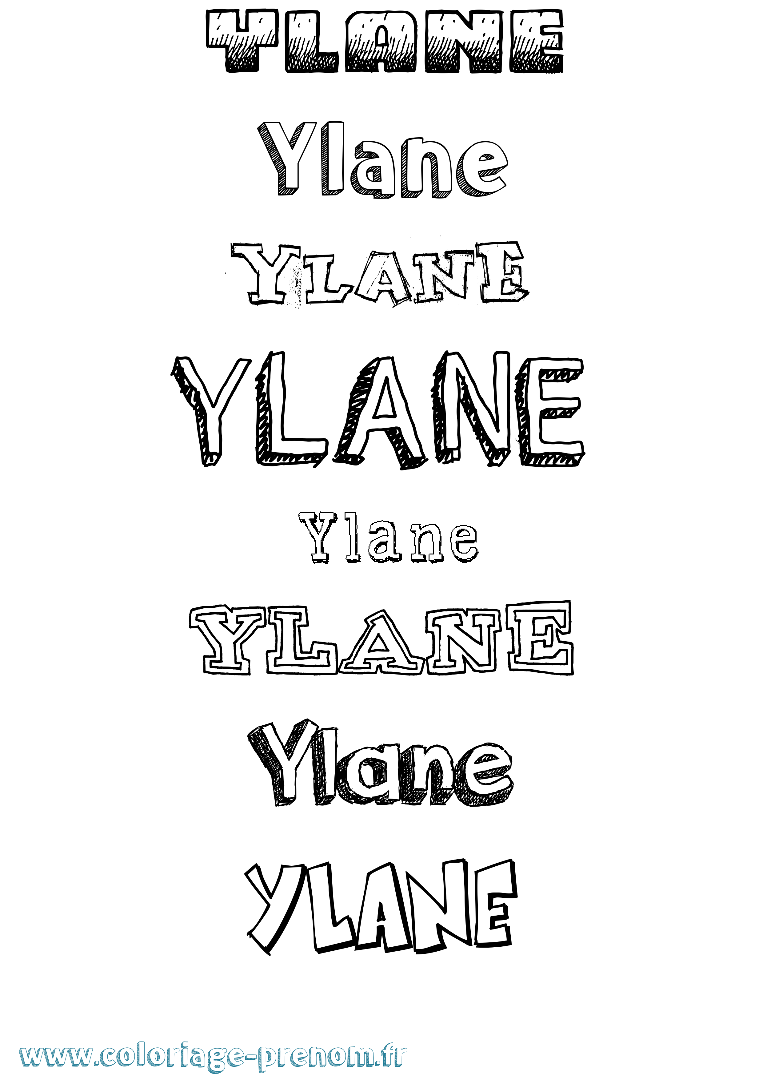 Coloriage Ylane Dessiné Coloriage prénom Ylane Dessiné