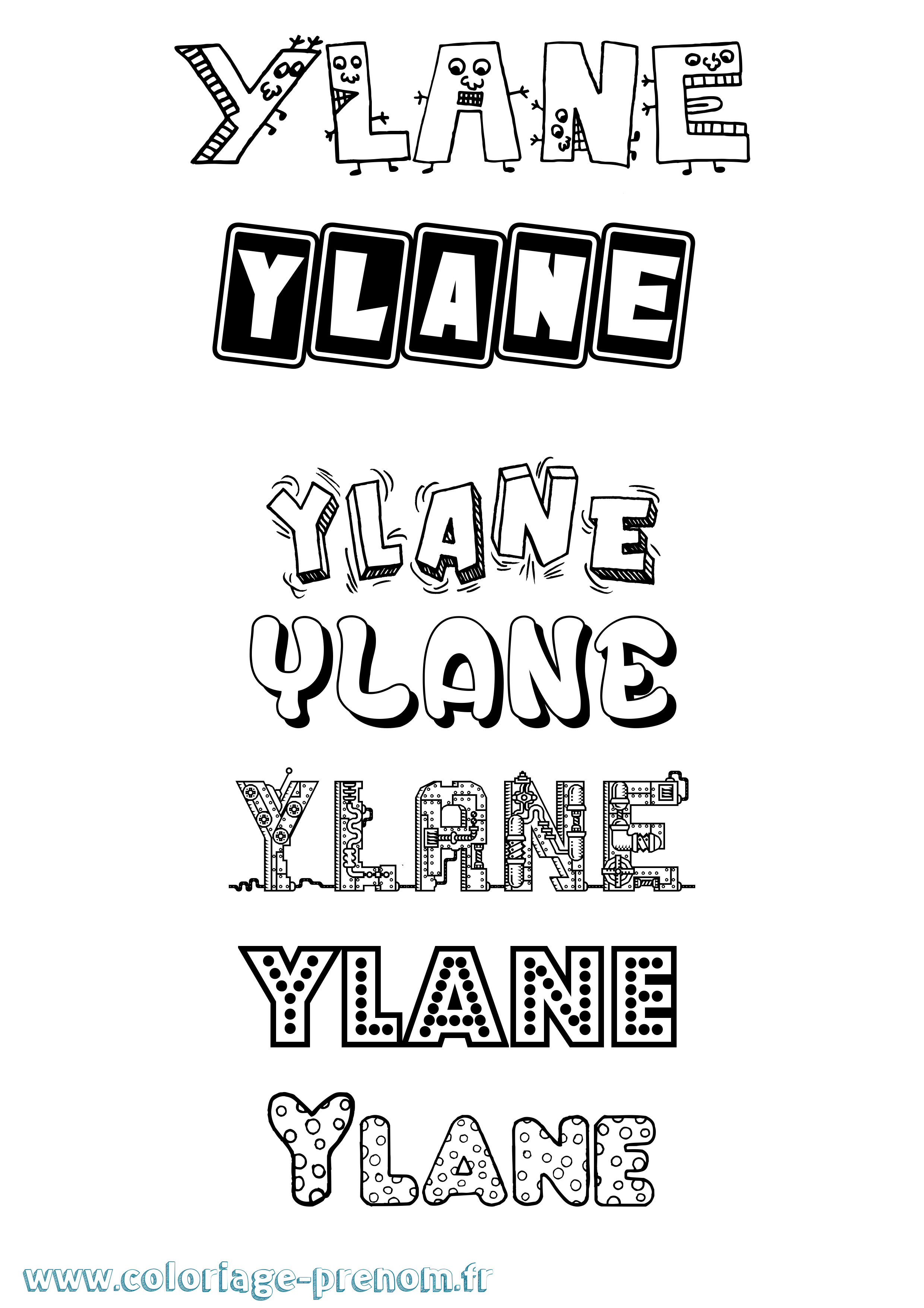 Coloriage Ylane Fun Coloriage prénom Ylane Fun