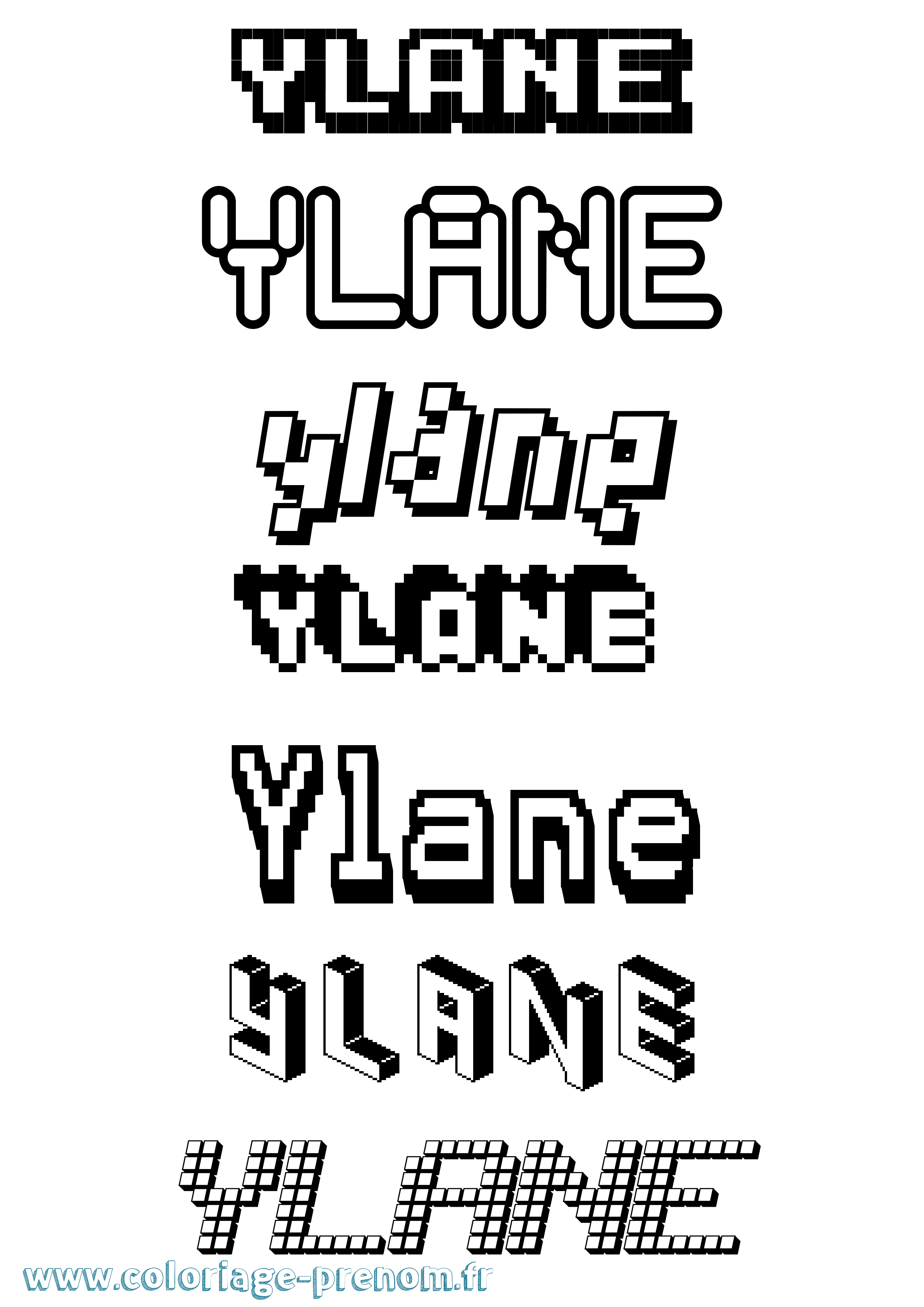 Coloriage Ylane Pixel Coloriage prénom Ylane Pixel