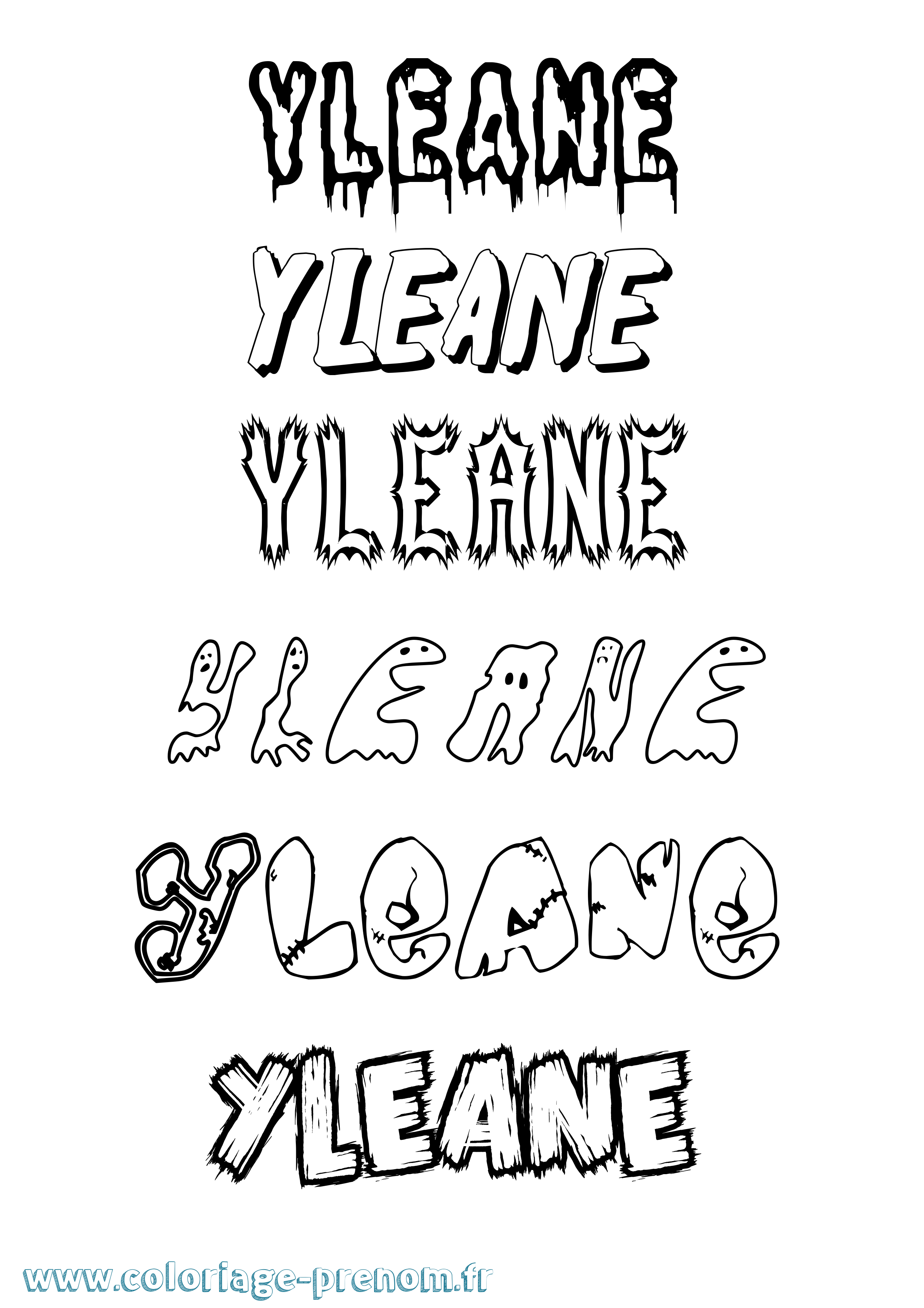 Coloriage Yleane Frisson Coloriage prénom Yleane Frisson