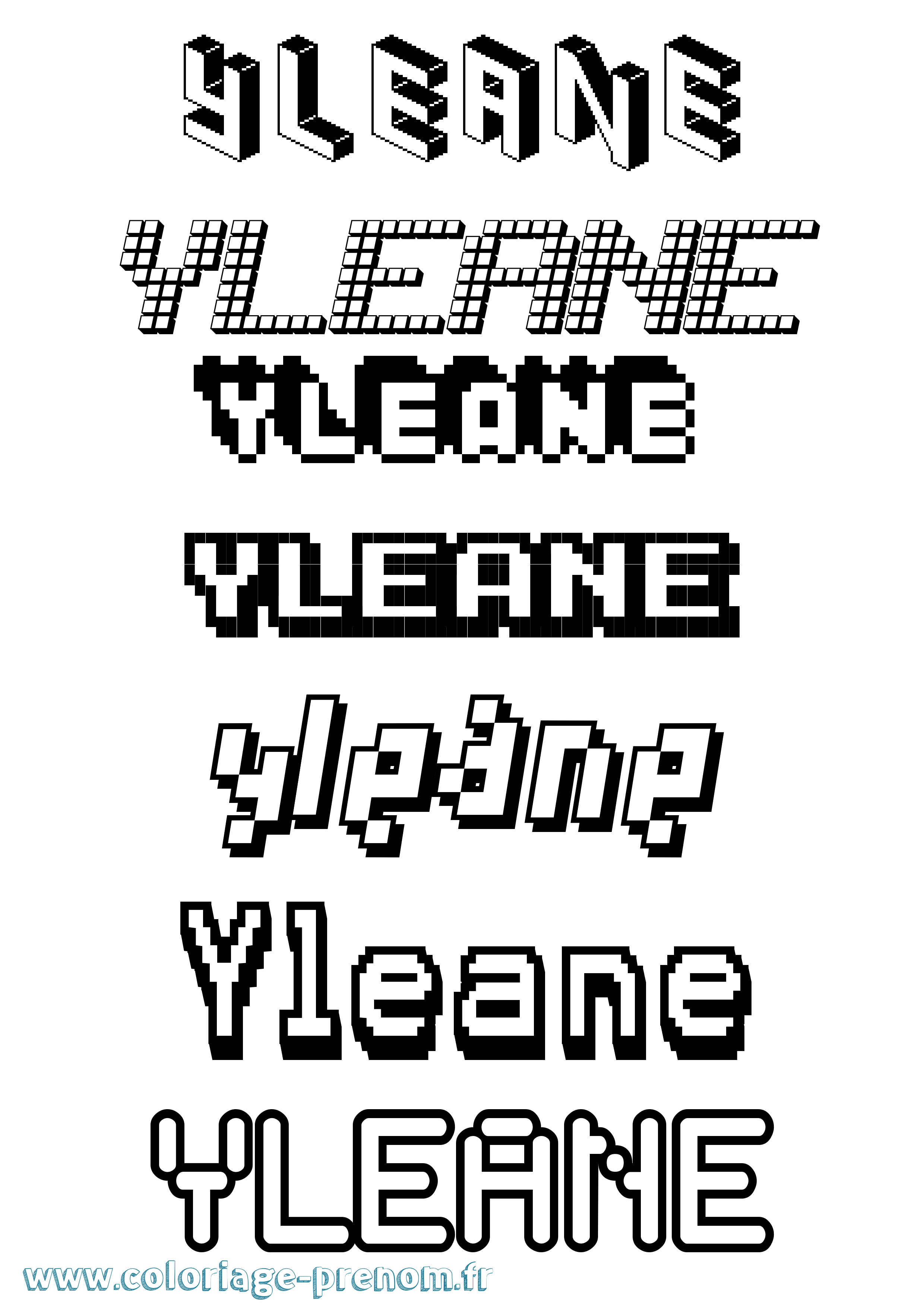 Coloriage Yleane Pixel Coloriage prénom Yleane Pixel