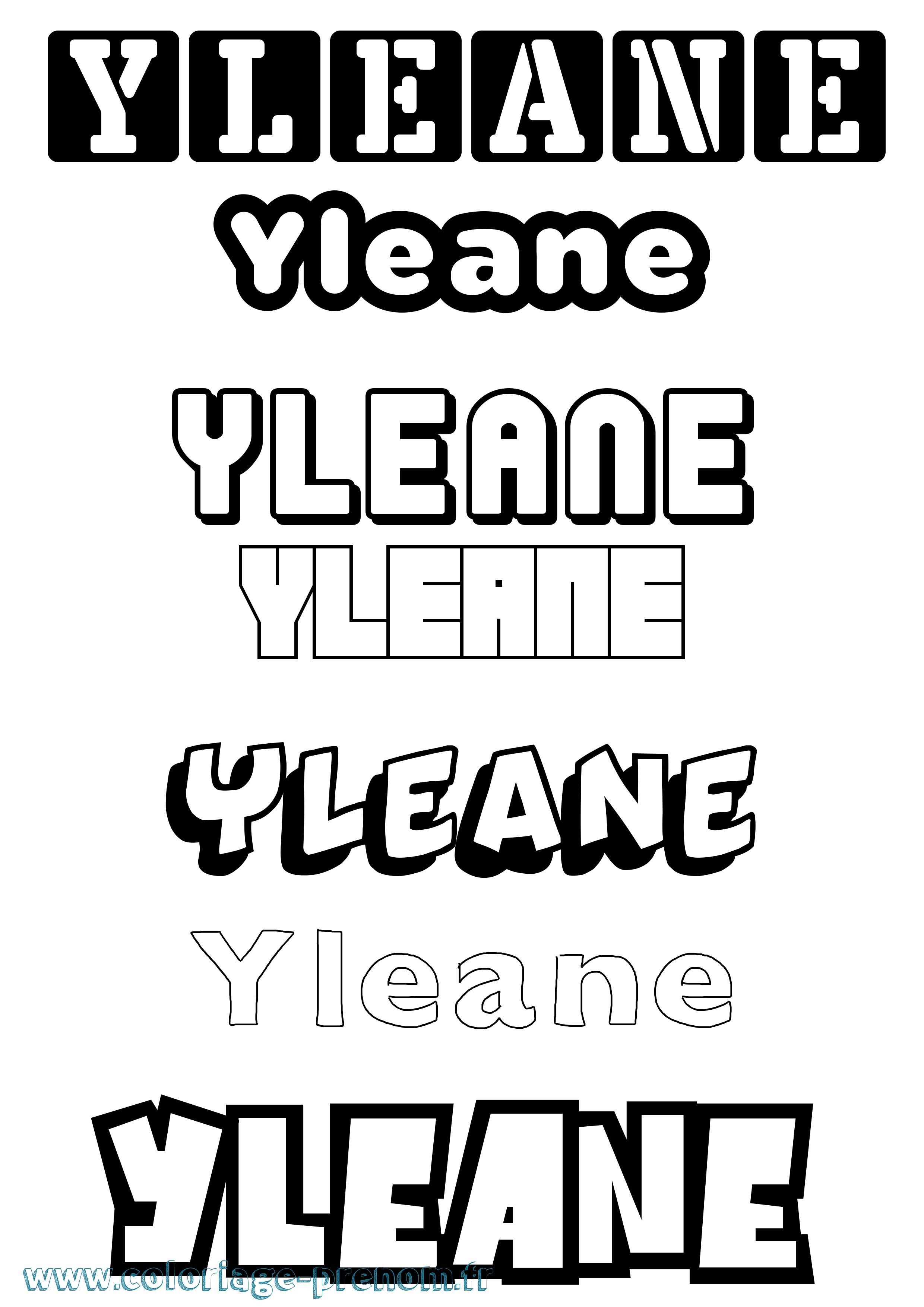 Coloriage Yleane Simple Coloriage prénom Yleane Simple