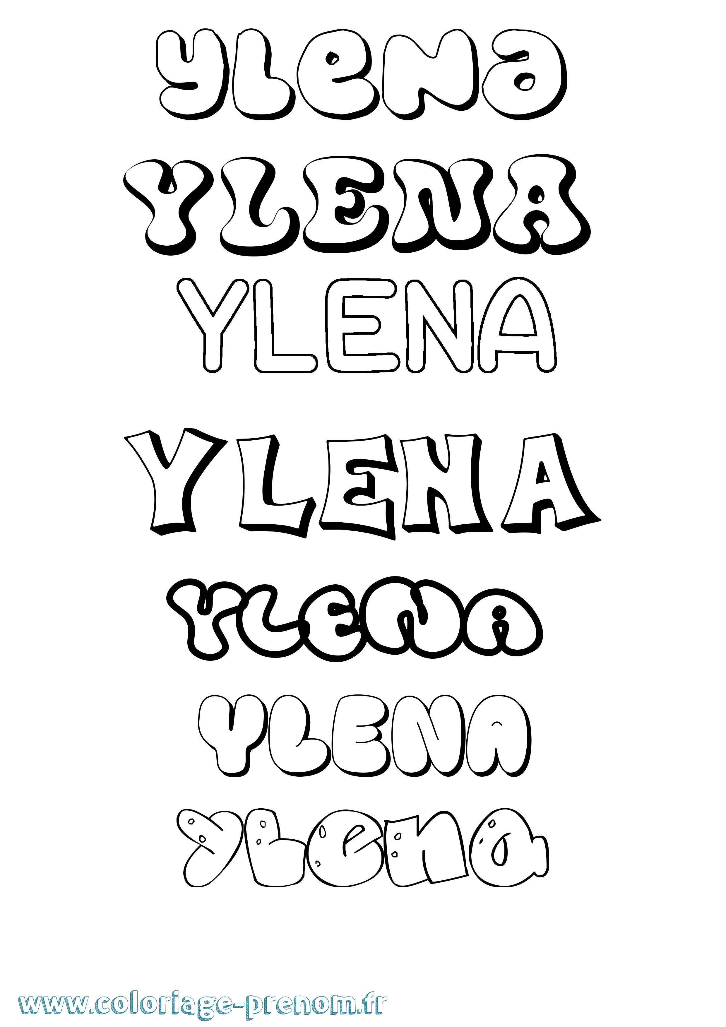 Coloriage Ylena Bubble Coloriage prénom Ylena Bubble
