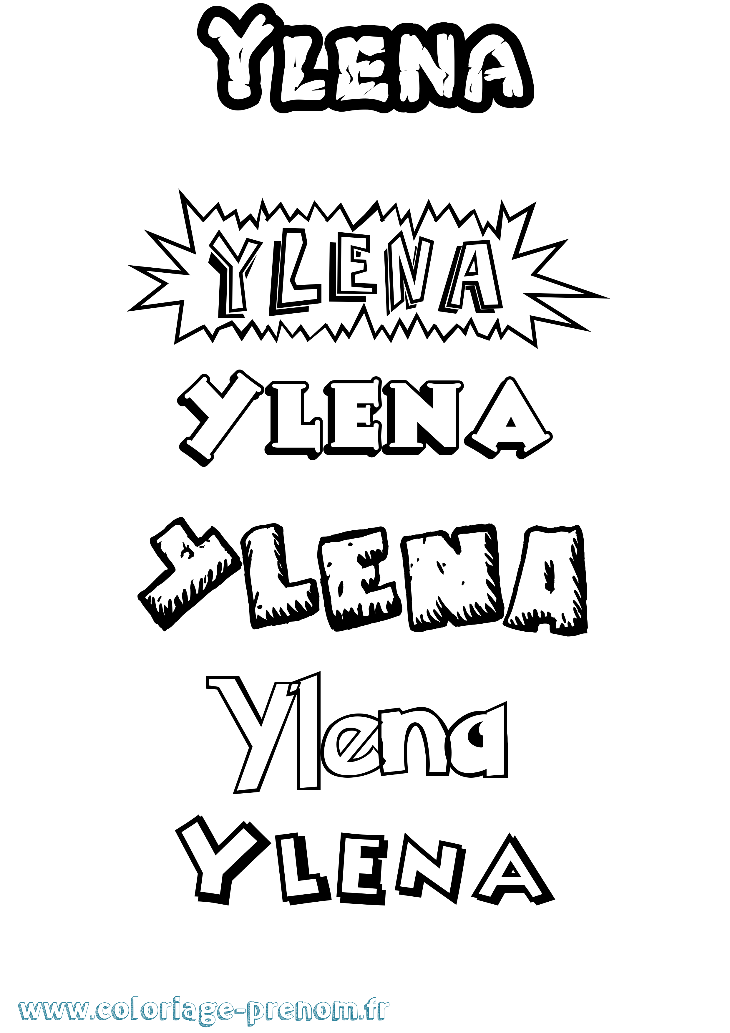 Coloriage Ylena Dessin Animé Coloriage prénom Ylena Dessin Animé