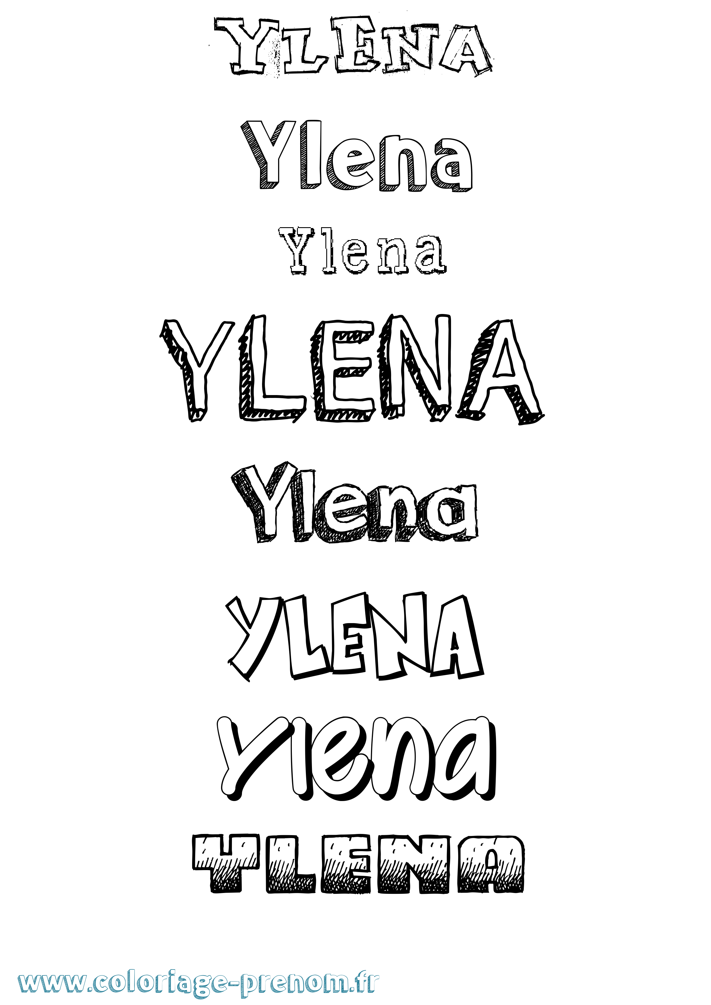 Coloriage Ylena Dessiné Coloriage prénom Ylena Dessiné