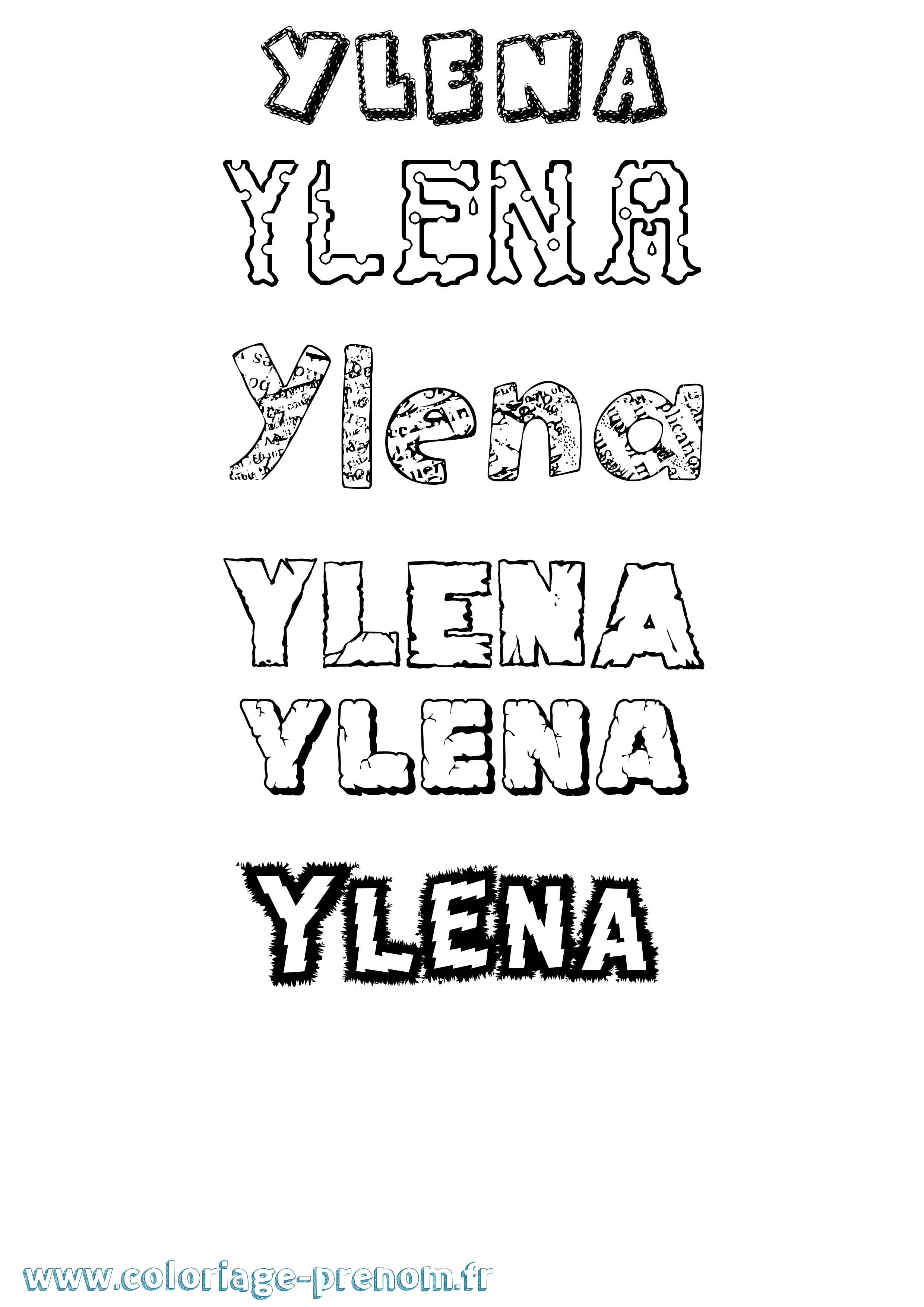 Coloriage Ylena Destructuré Coloriage prénom Ylena Destructuré