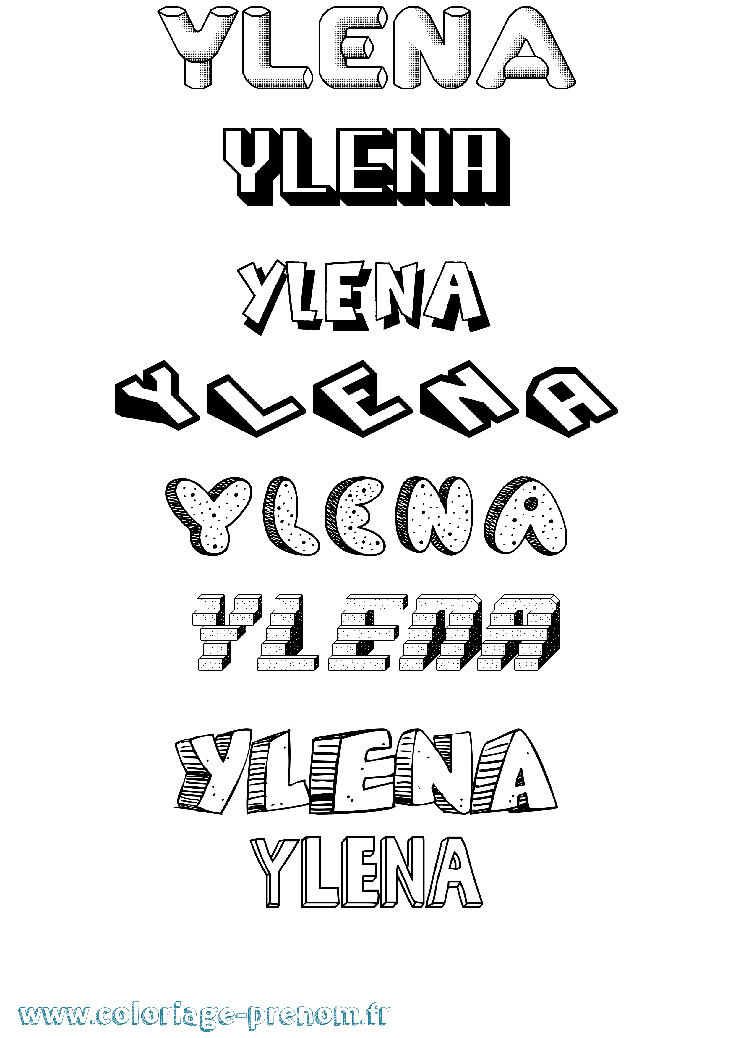 Coloriage Ylena Effet 3D Coloriage prénom Ylena Effet 3D