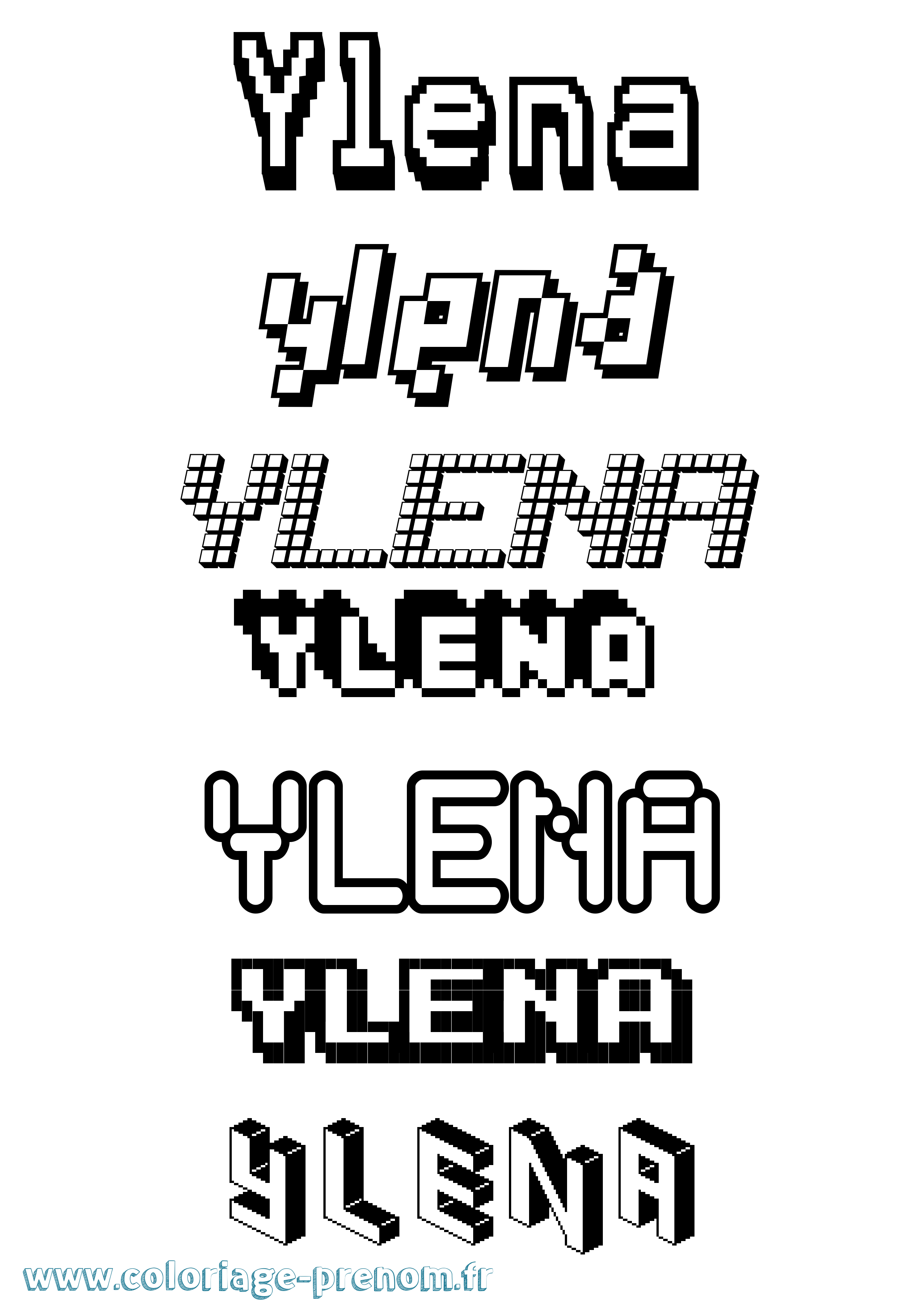 Coloriage Ylena Pixel Coloriage prénom Ylena Pixel