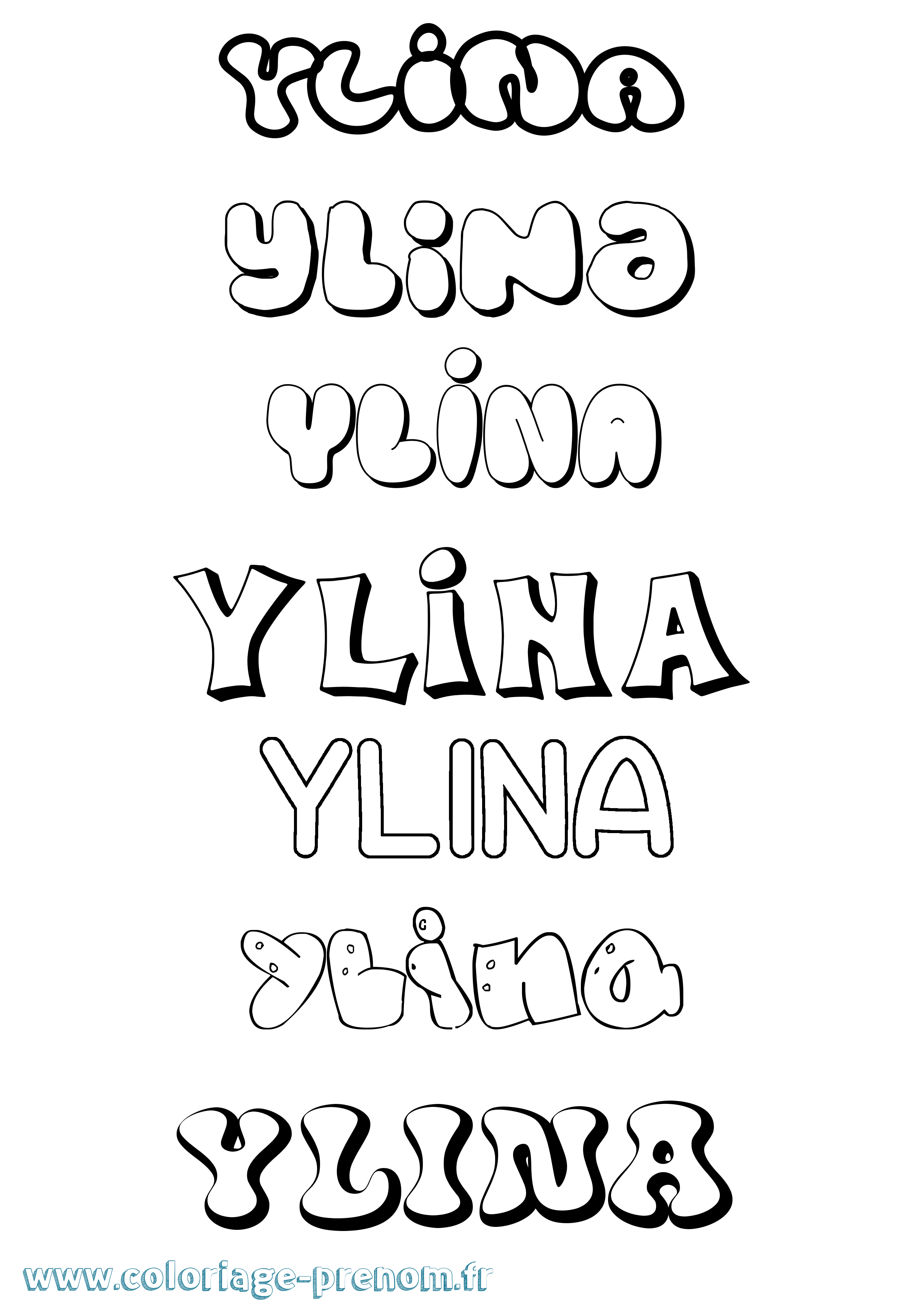 Coloriage Ylina Bubble Coloriage prénom Ylina Bubble