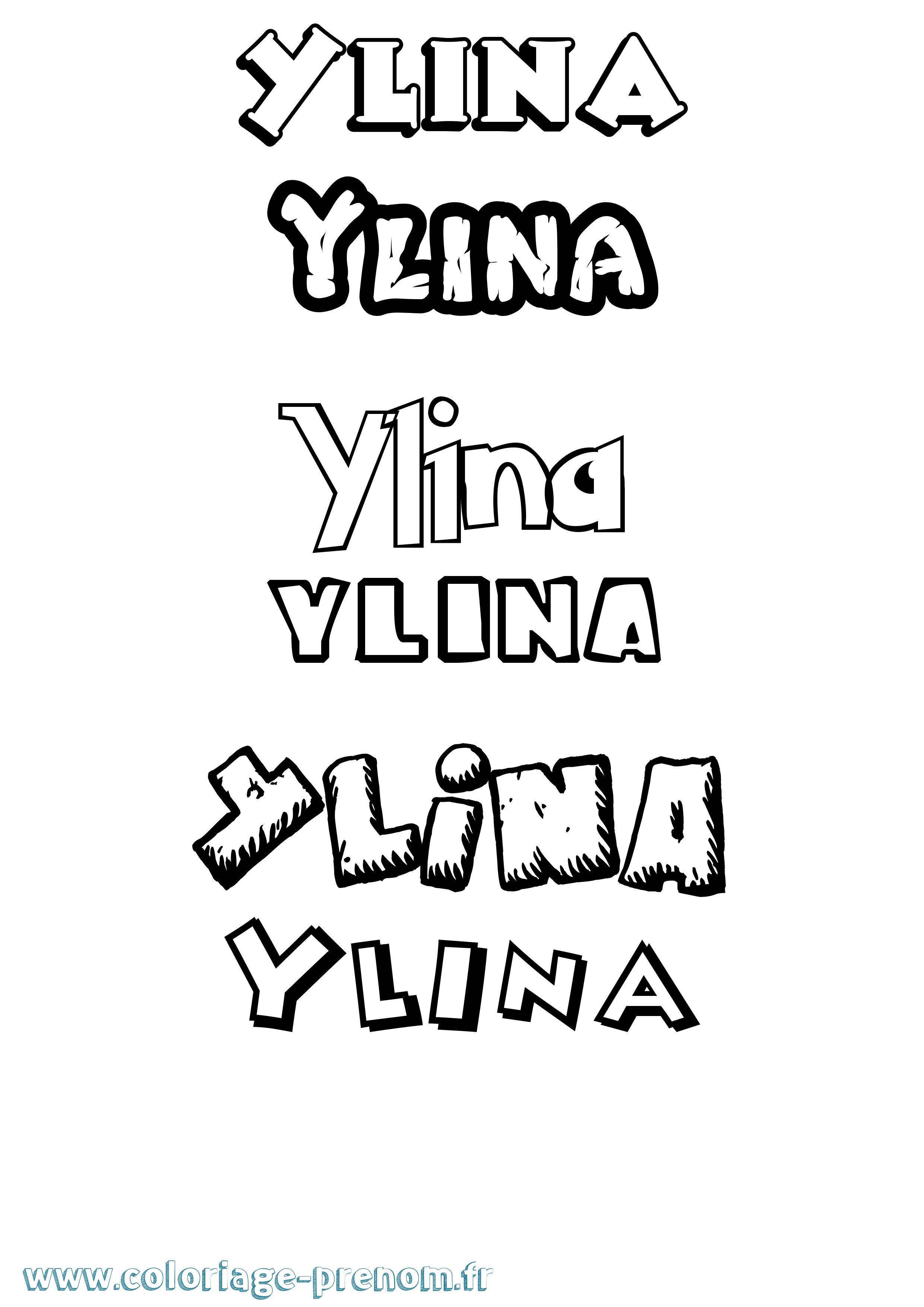 Coloriage Ylina Dessin Animé Coloriage prénom Ylina Dessin Animé