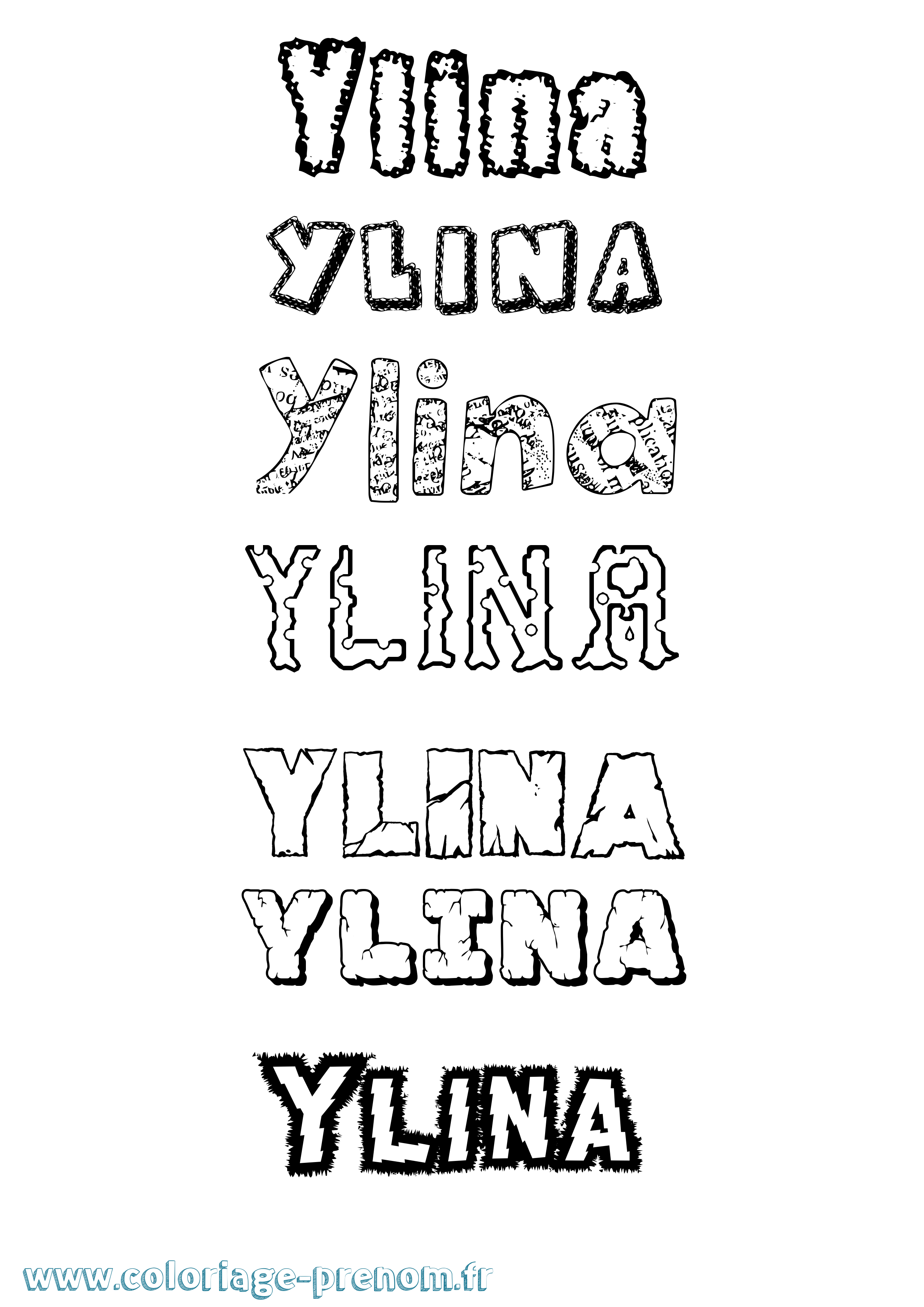 Coloriage Ylina Destructuré Coloriage prénom Ylina Destructuré