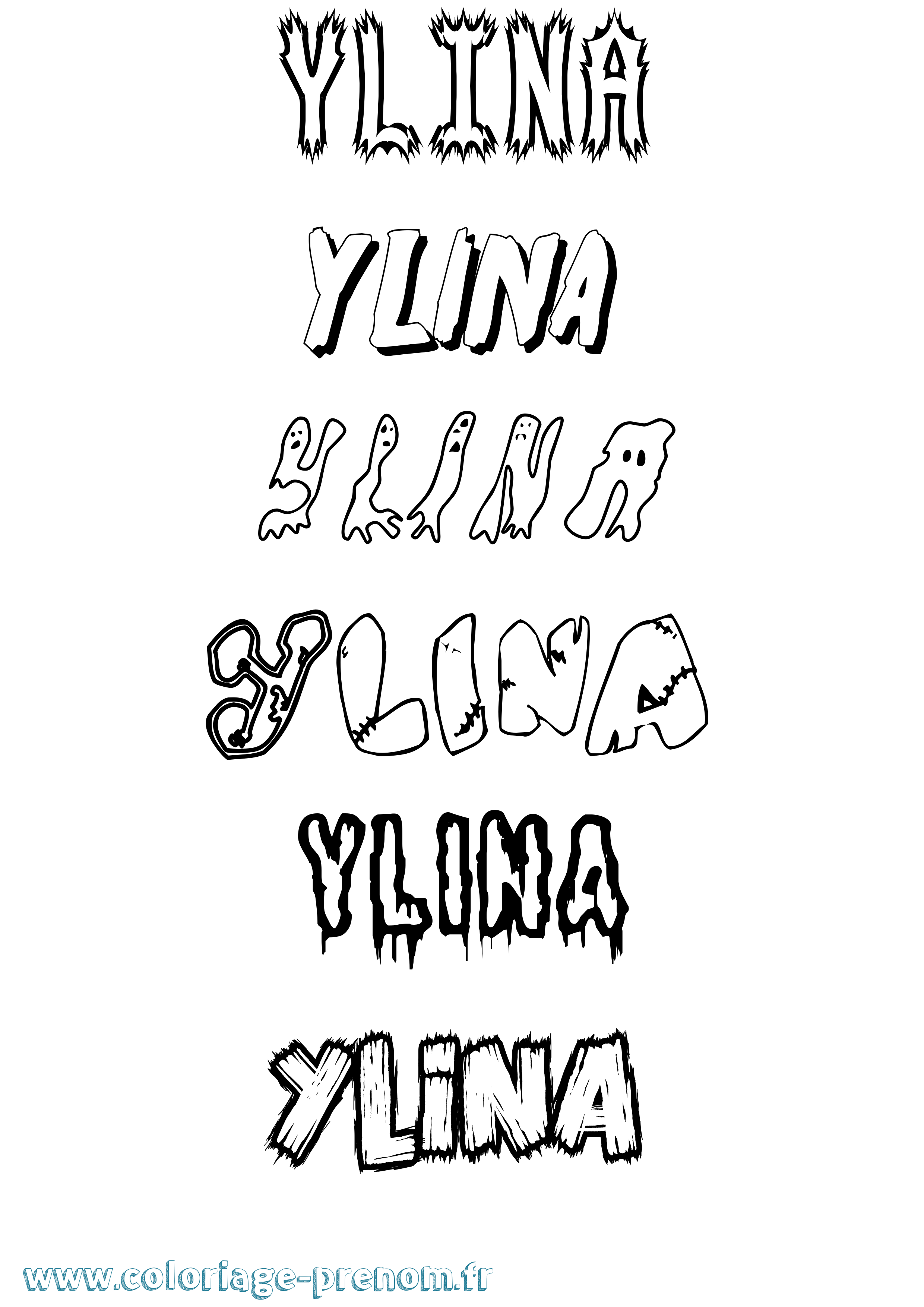 Coloriage Ylina Frisson Coloriage prénom Ylina Frisson