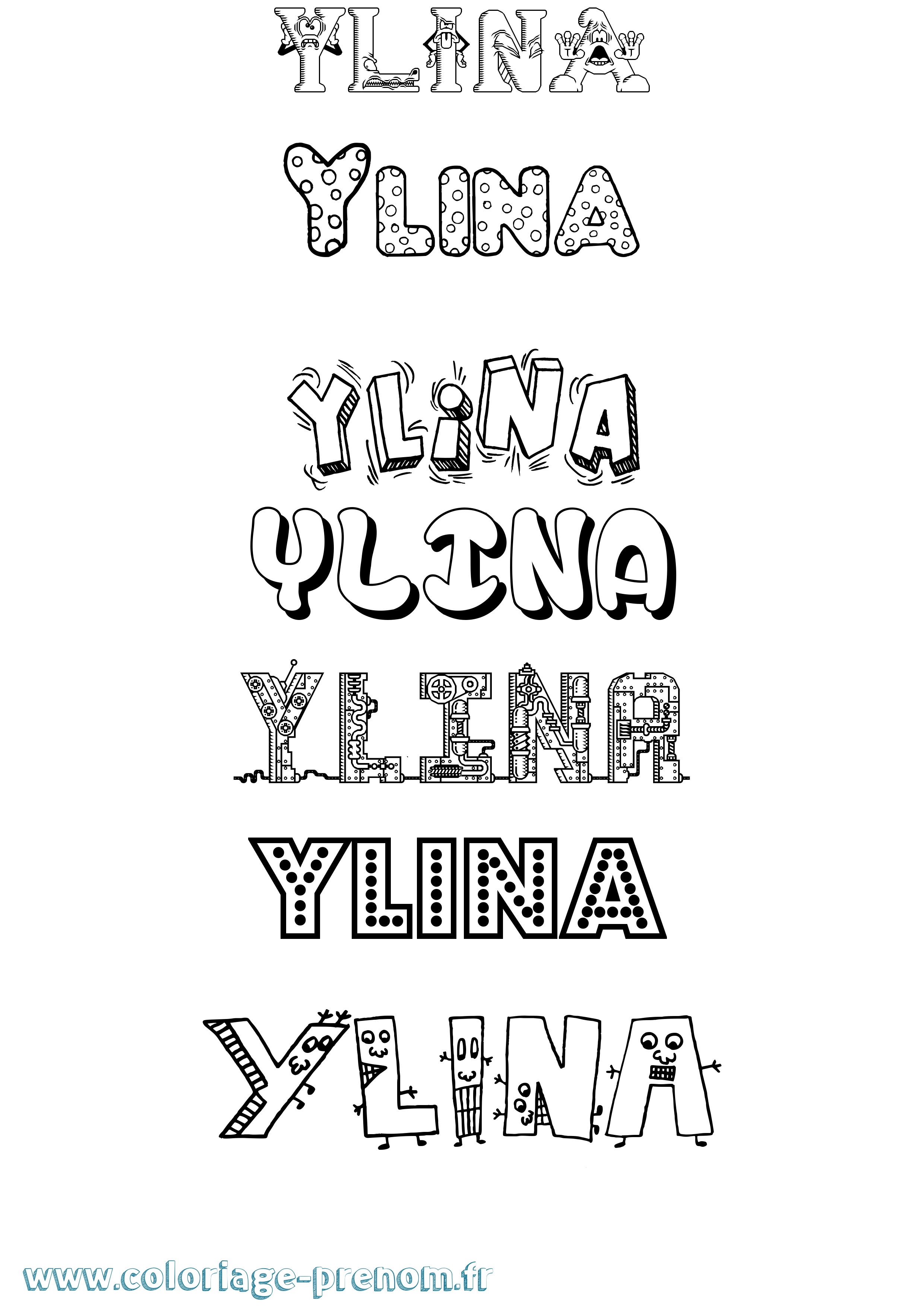 Coloriage Ylina Fun Coloriage prénom Ylina Fun