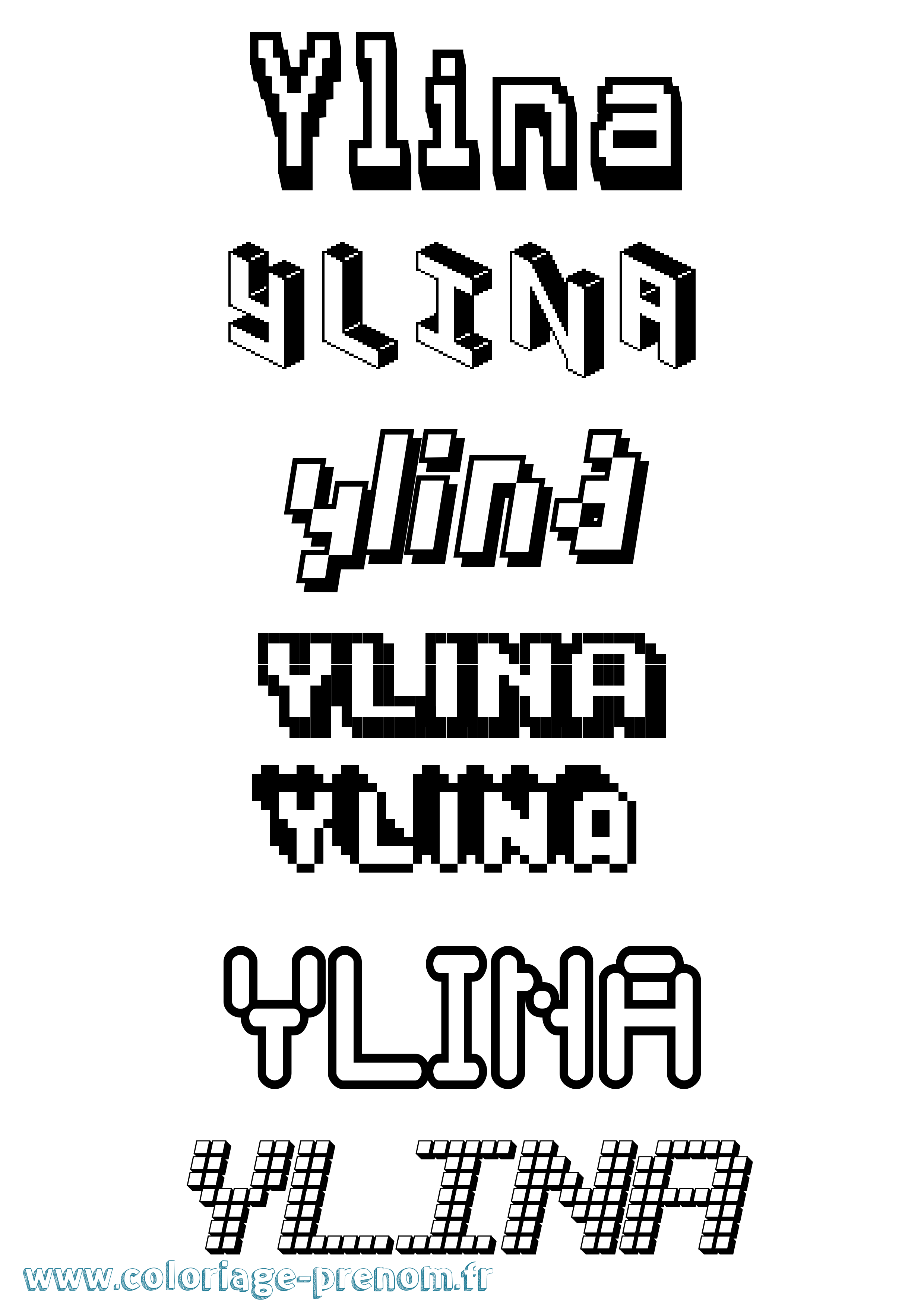 Coloriage Ylina Pixel Coloriage prénom Ylina Pixel