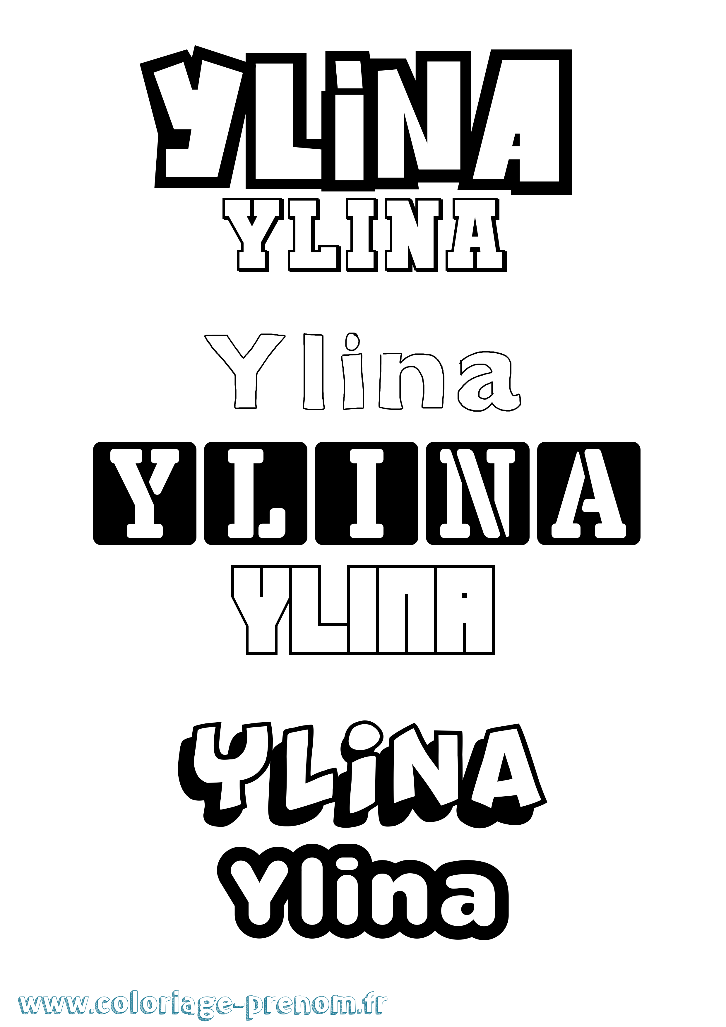 Coloriage Ylina Simple Coloriage prénom Ylina Simple
