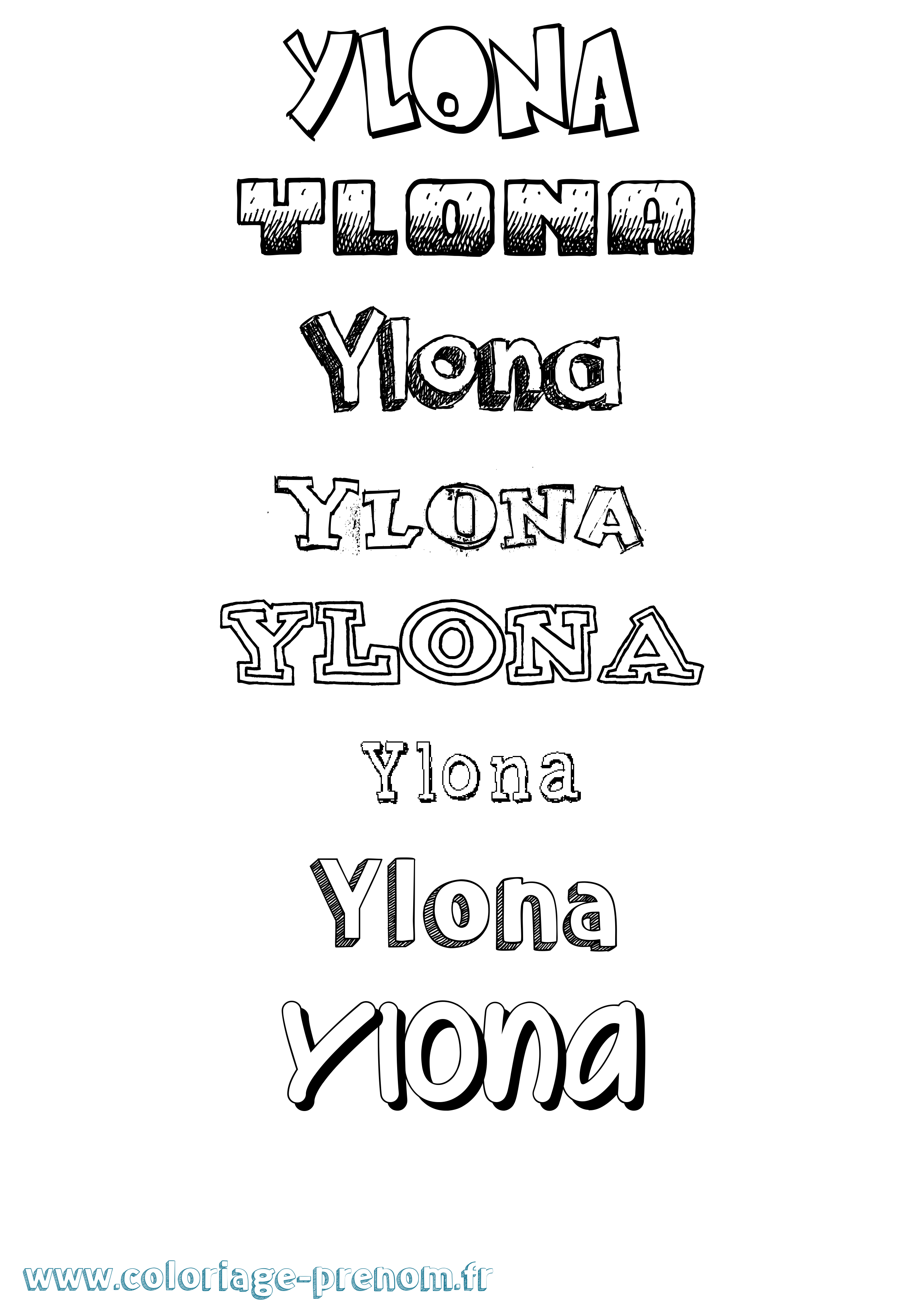 Coloriage Ylona Dessiné Coloriage prénom Ylona Dessiné