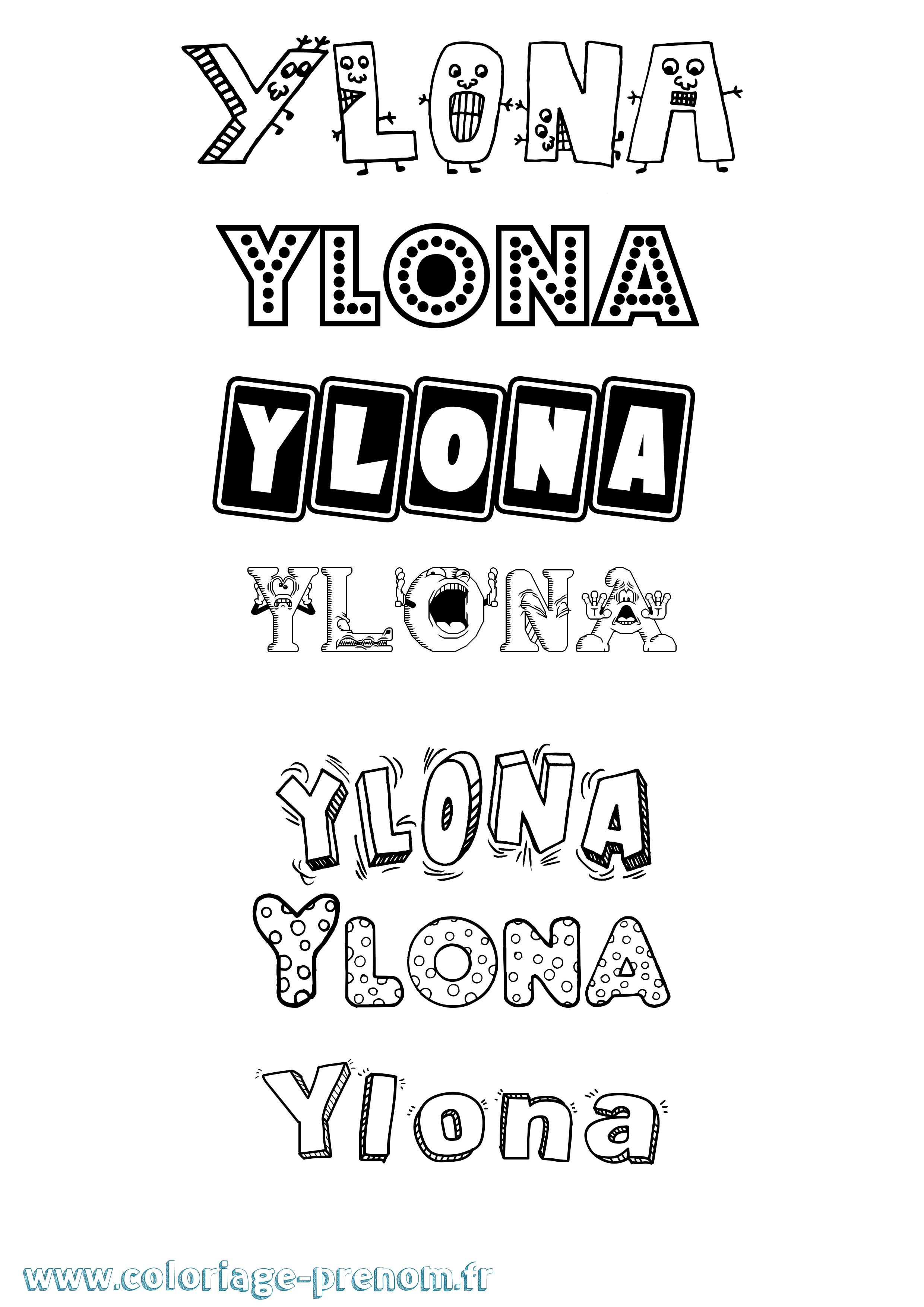 Coloriage Ylona Fun Coloriage prénom Ylona Fun