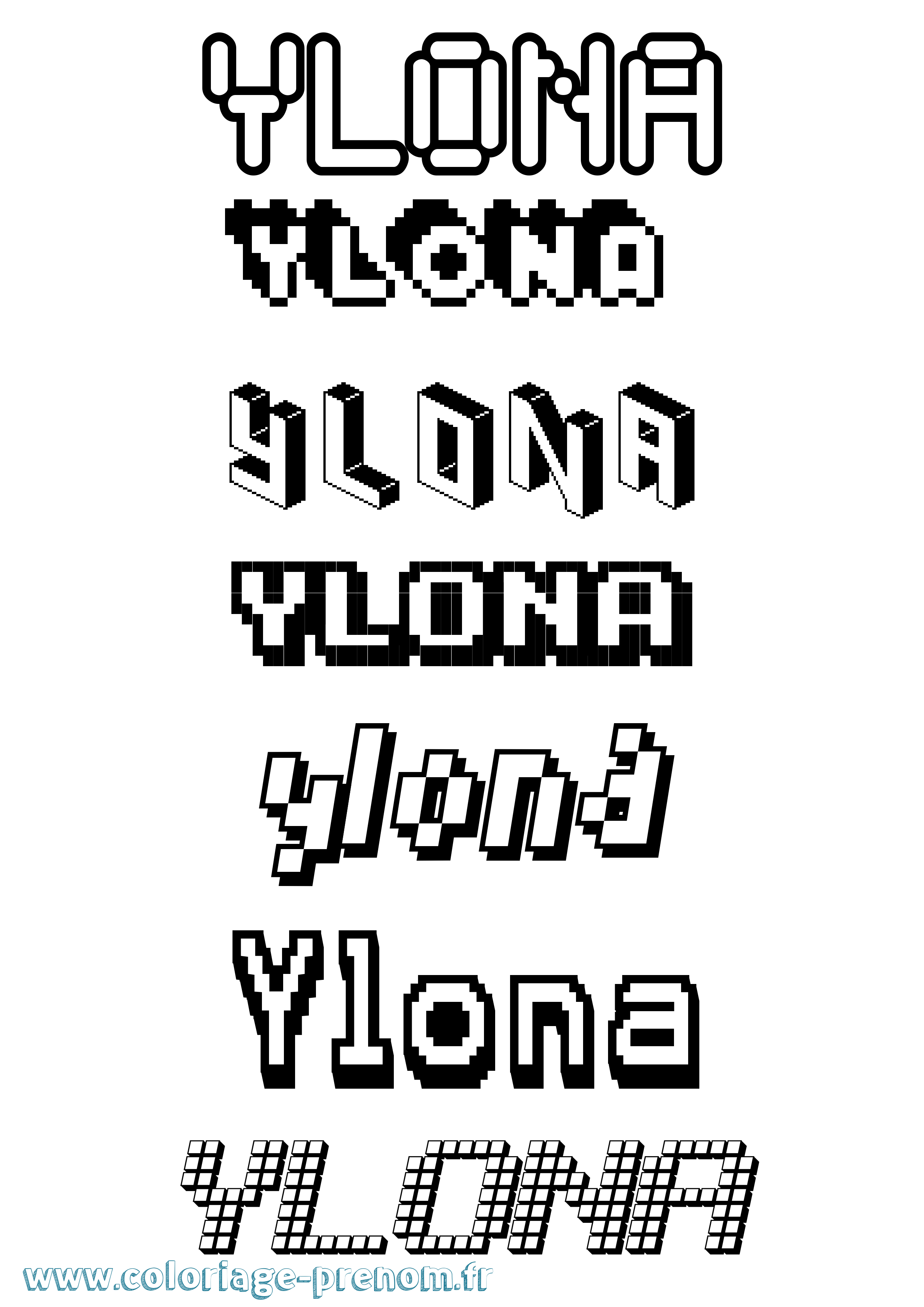Coloriage Ylona Pixel Coloriage prénom Ylona Pixel
