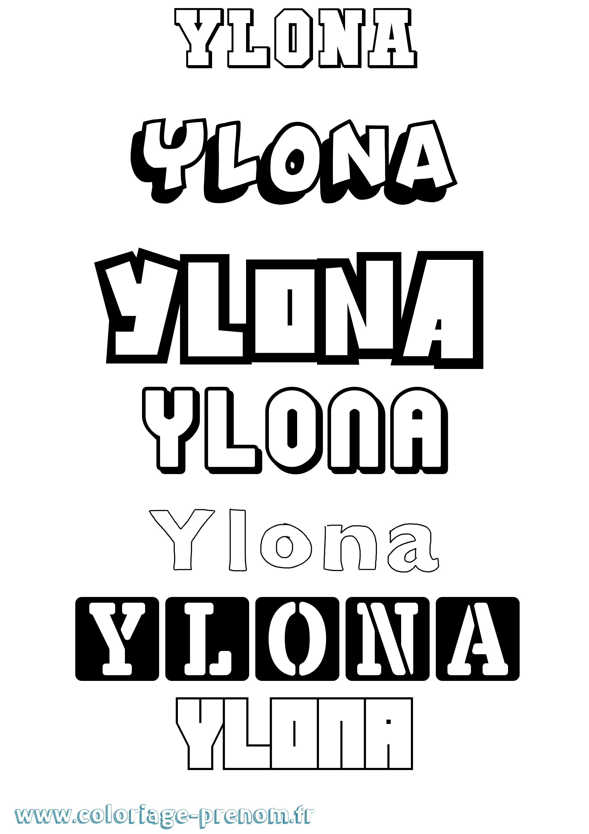 Coloriage Ylona Simple Coloriage prénom Ylona Simple