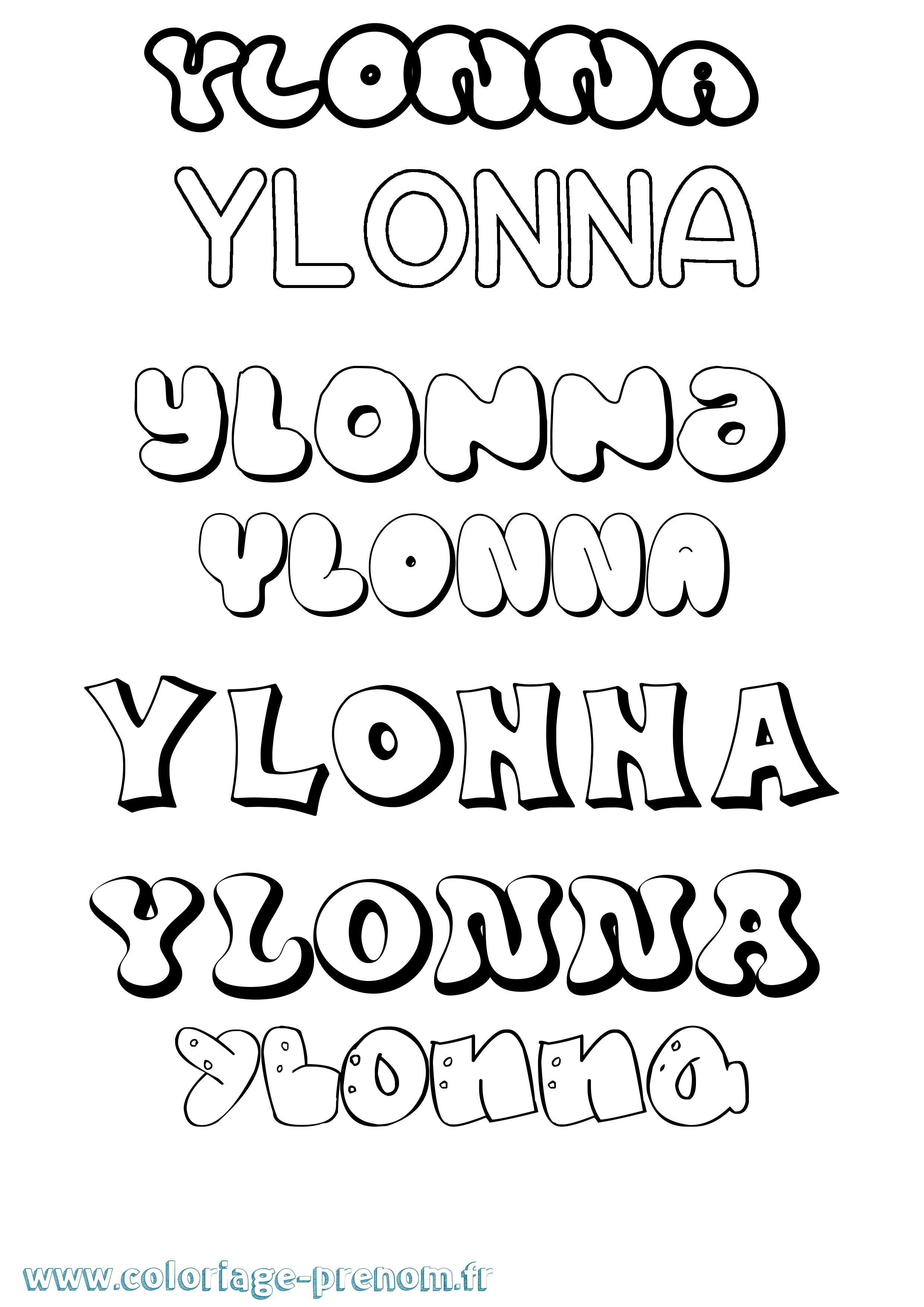 Coloriage Ylonna Bubble Coloriage prénom Ylonna Bubble