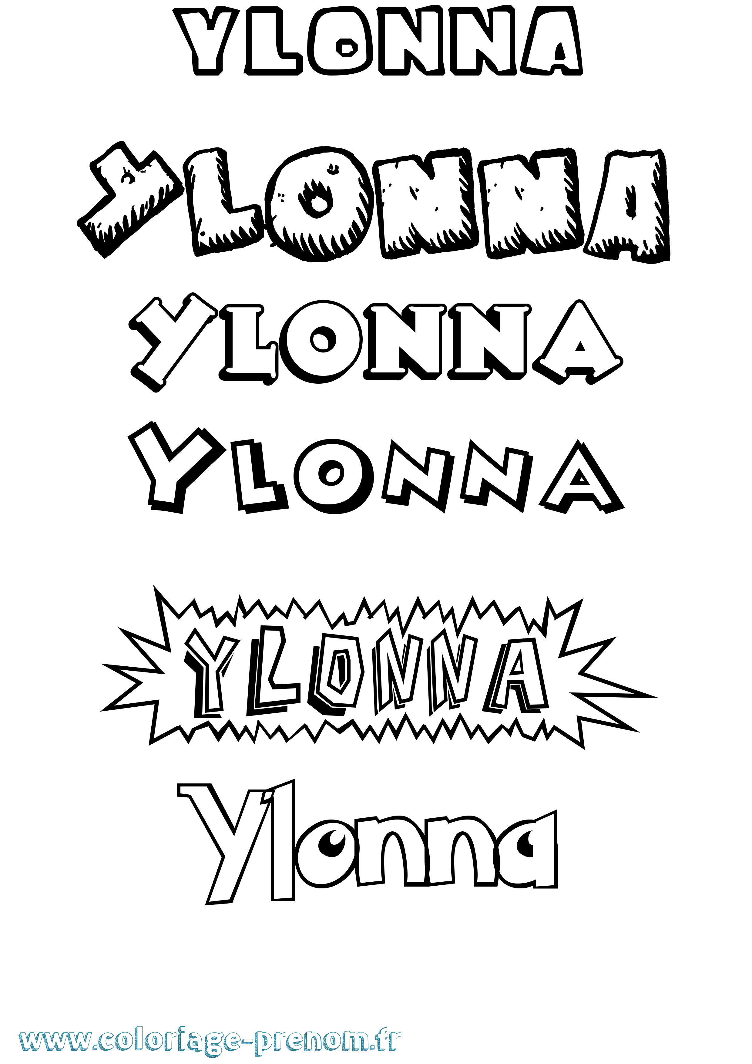 Coloriage Ylonna Dessin Animé Coloriage prénom Ylonna Dessin Animé