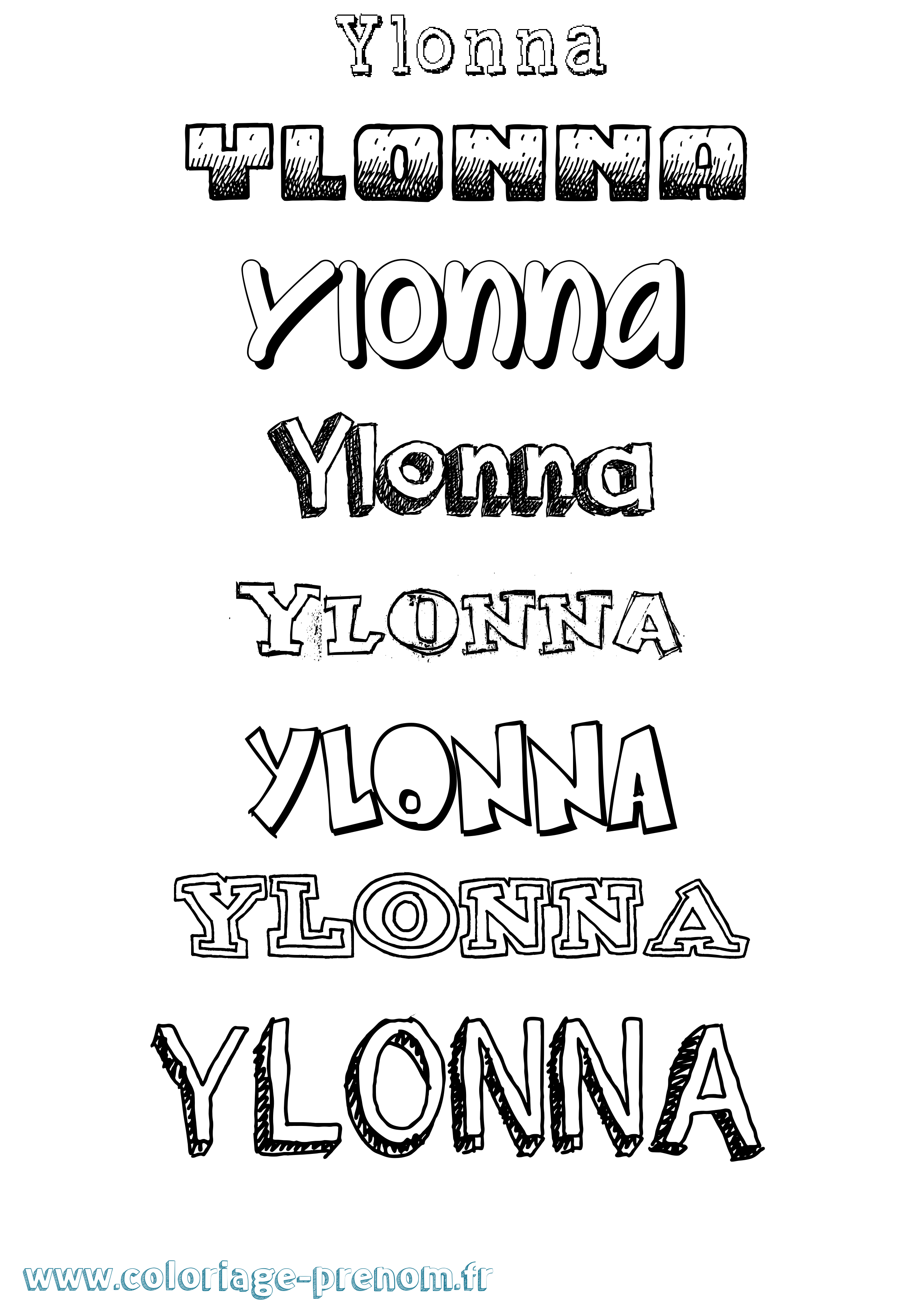 Coloriage Ylonna Dessiné Coloriage prénom Ylonna Dessiné